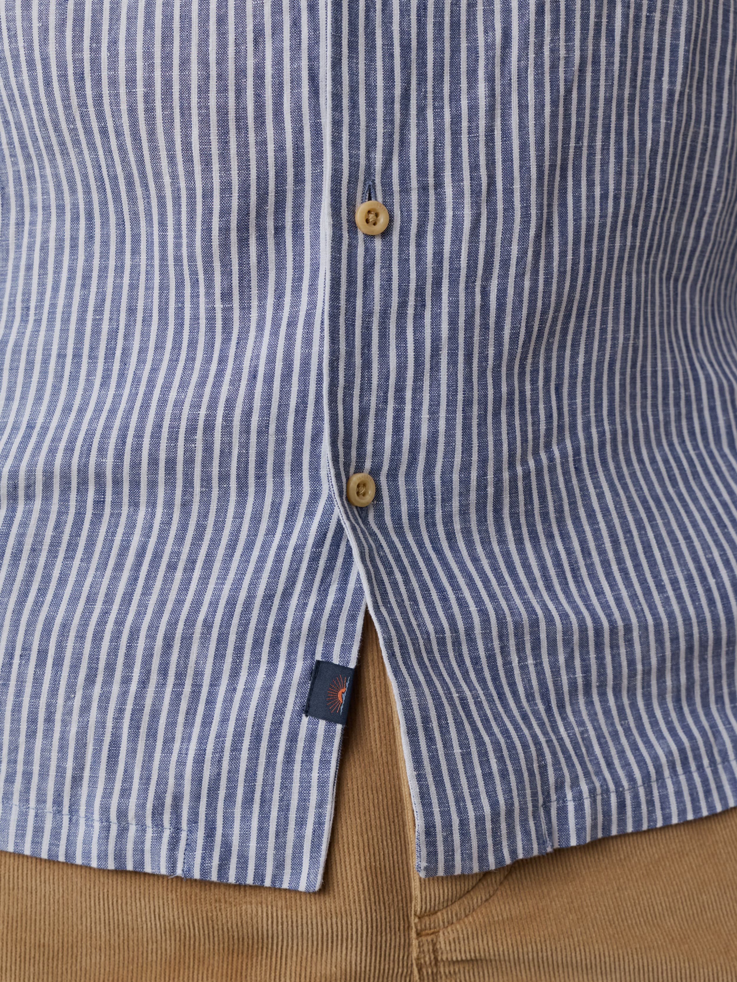 Short-Sleeve Laguna Linen Camp Shirt - Cloud Waters Stripe | Faherty Brand