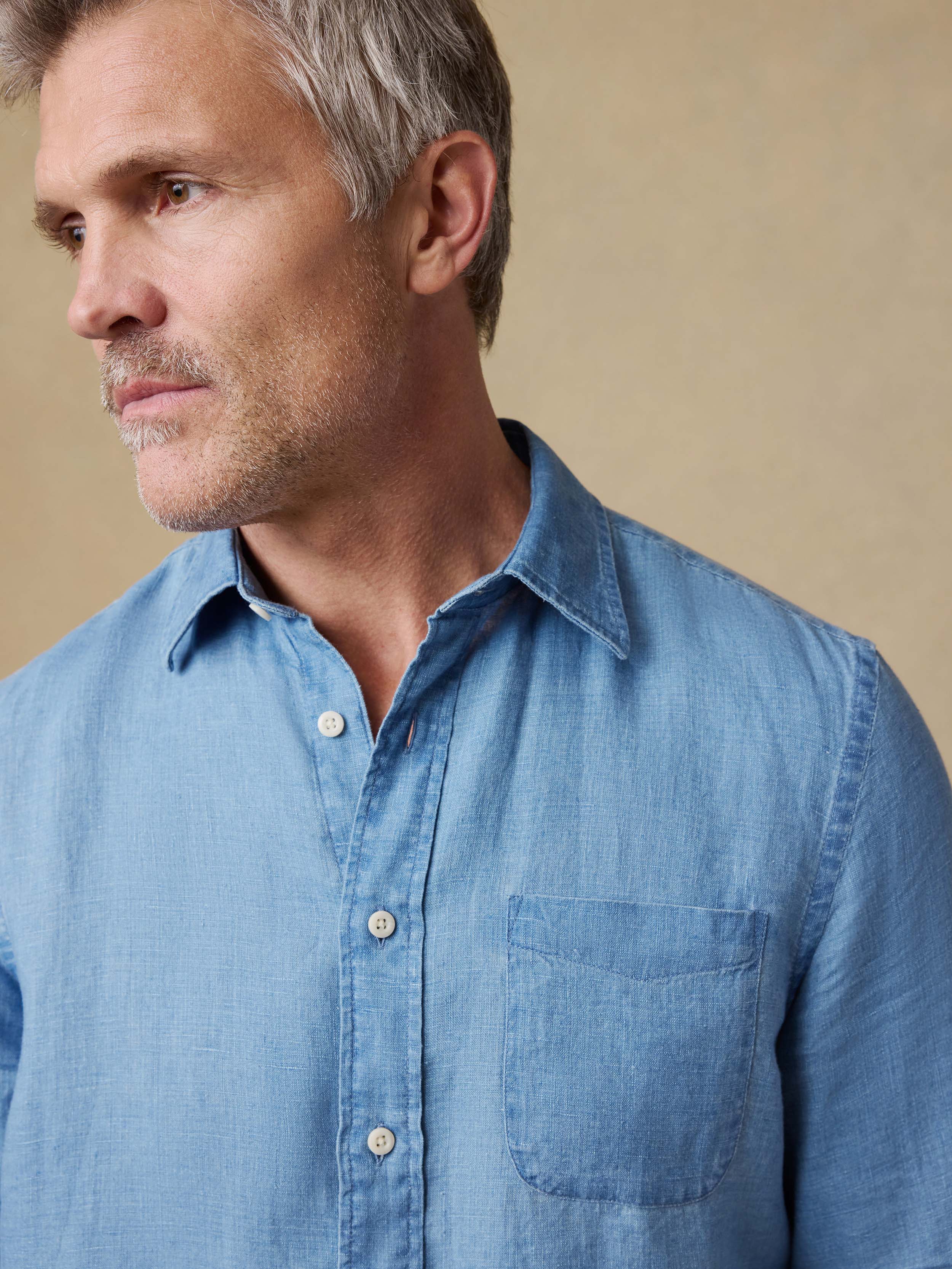 Indigo Laguna Linen Shirt - Brookshore Wash | Faherty Brand