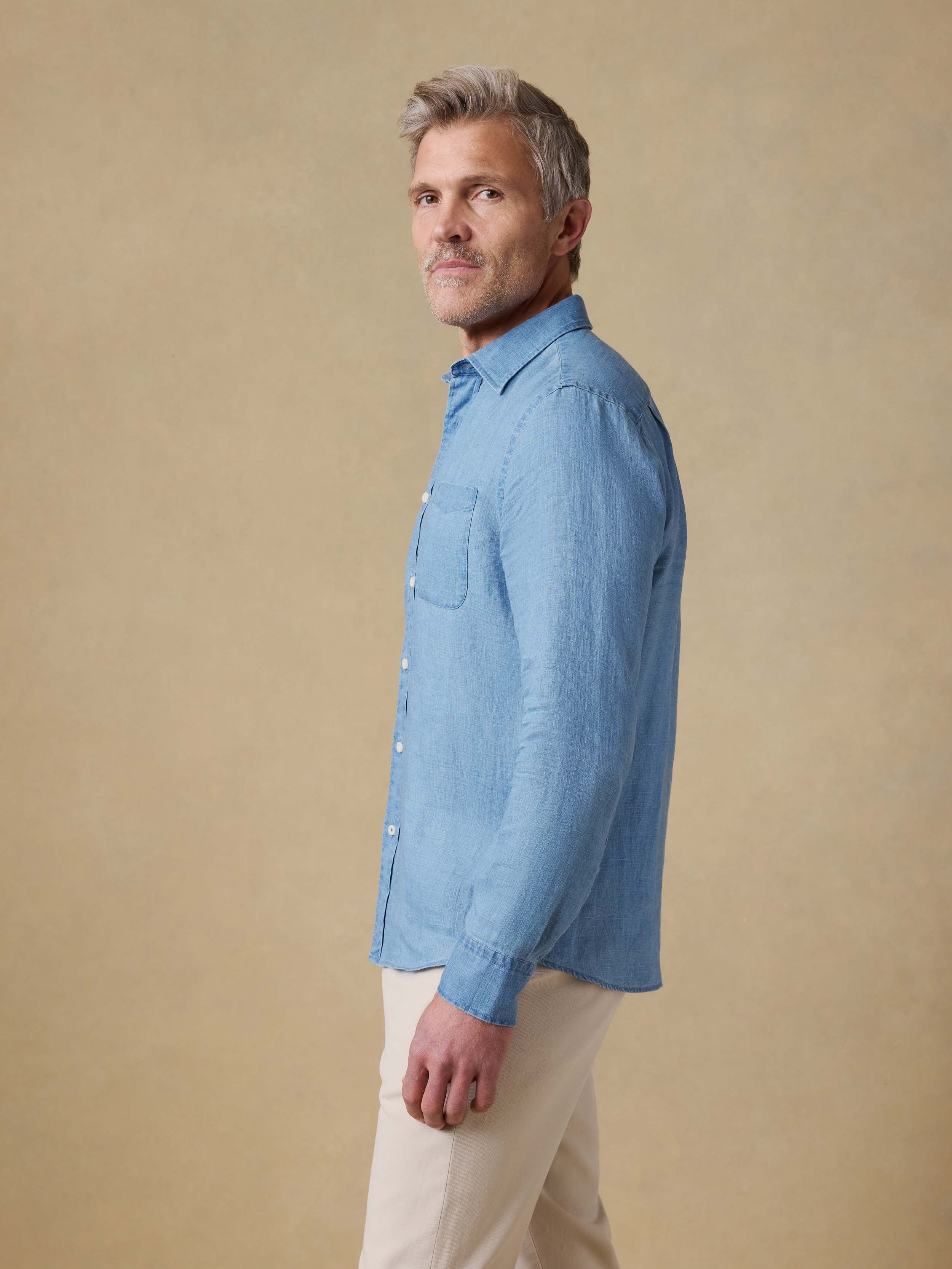 Indigo Laguna Linen Shirt - Brookshore Wash | Faherty Brand