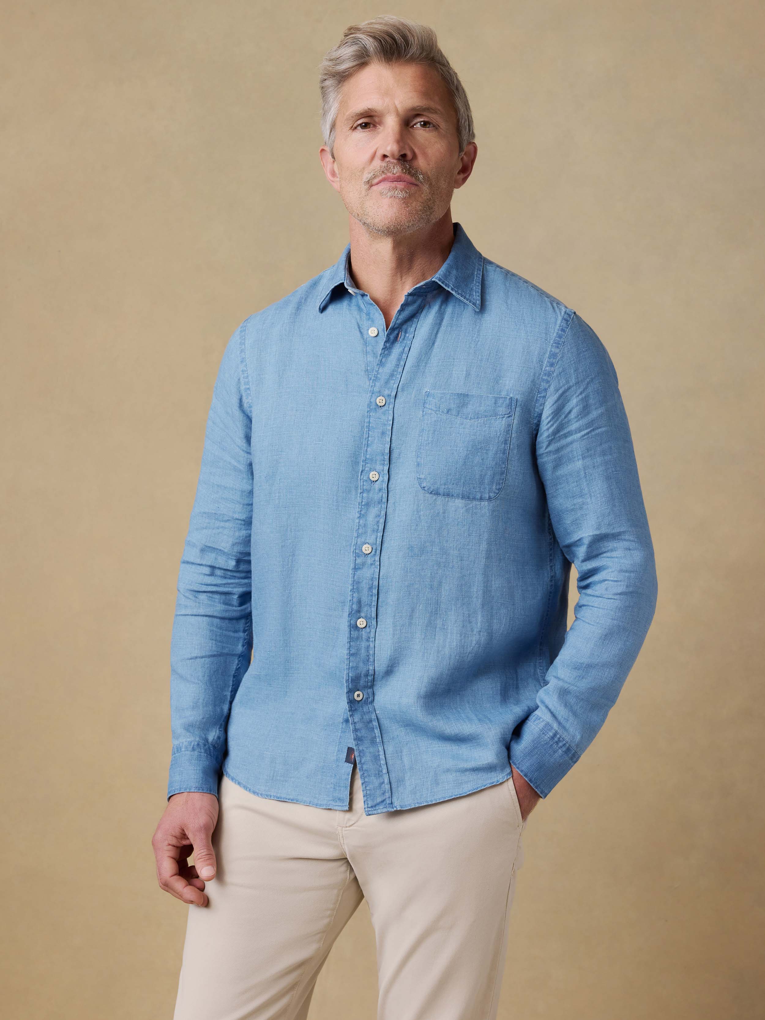 Indigo Laguna Linen Shirt - Brookshore Wash | Faherty Brand