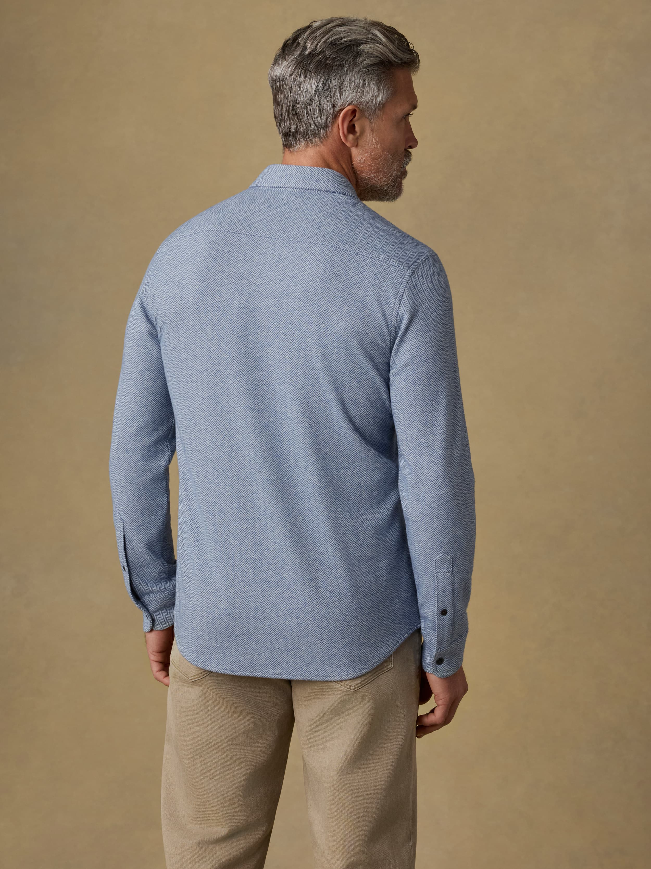 Legend Sweater Shirt - Dusty Blue Herringbone | Faherty Brand