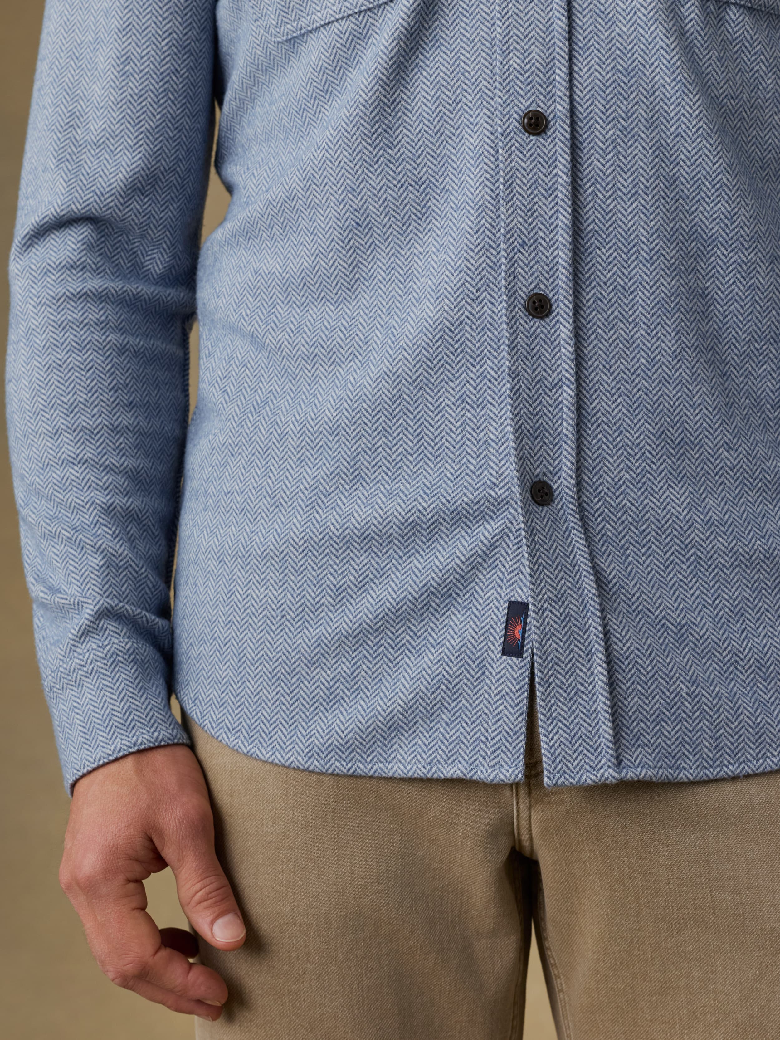 Legend Sweater Shirt - Dusty Blue Herringbone | Faherty Brand