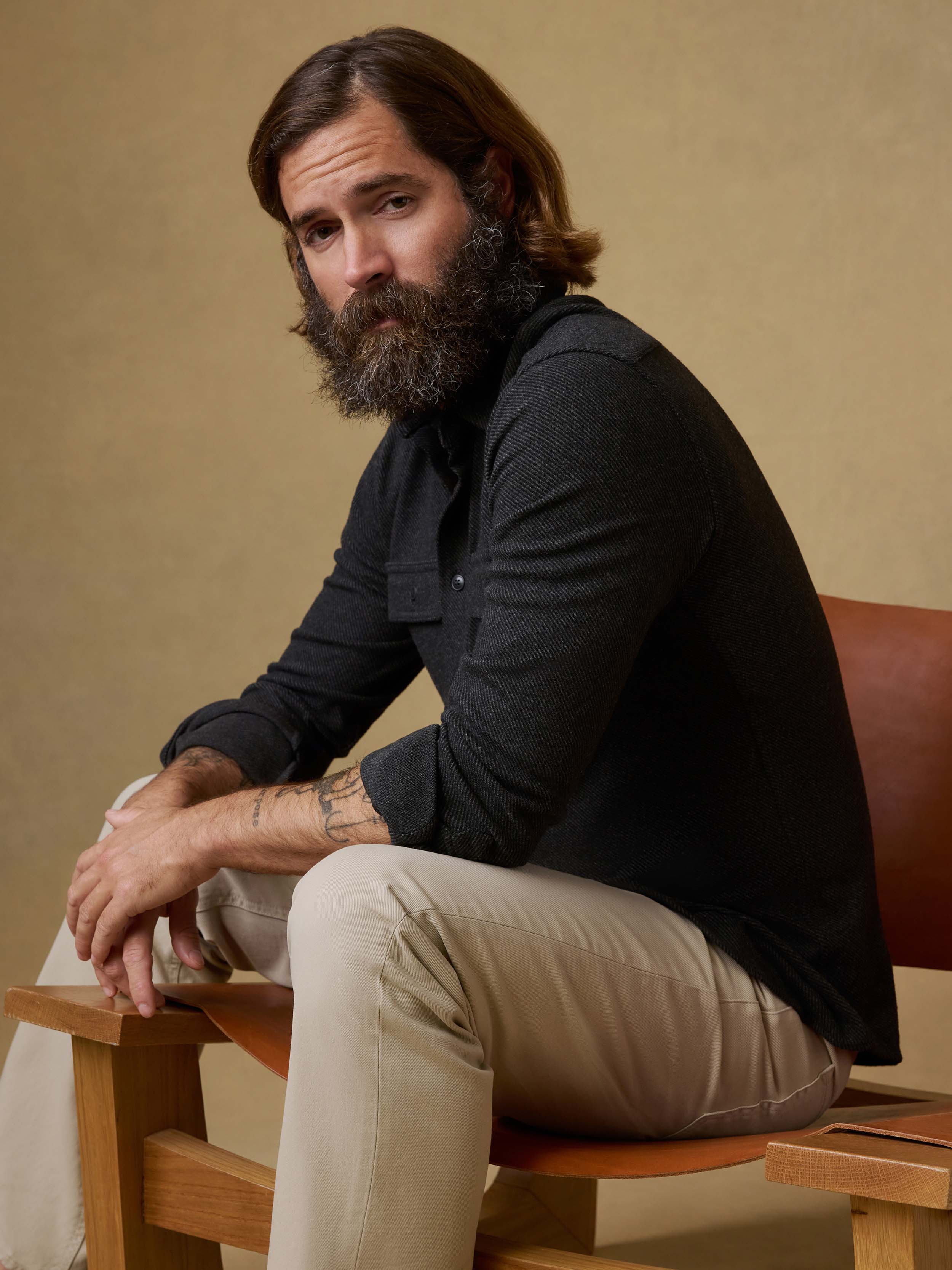 Legend™ Sweater Shirt - Heathered Black Twill | Faherty Brand