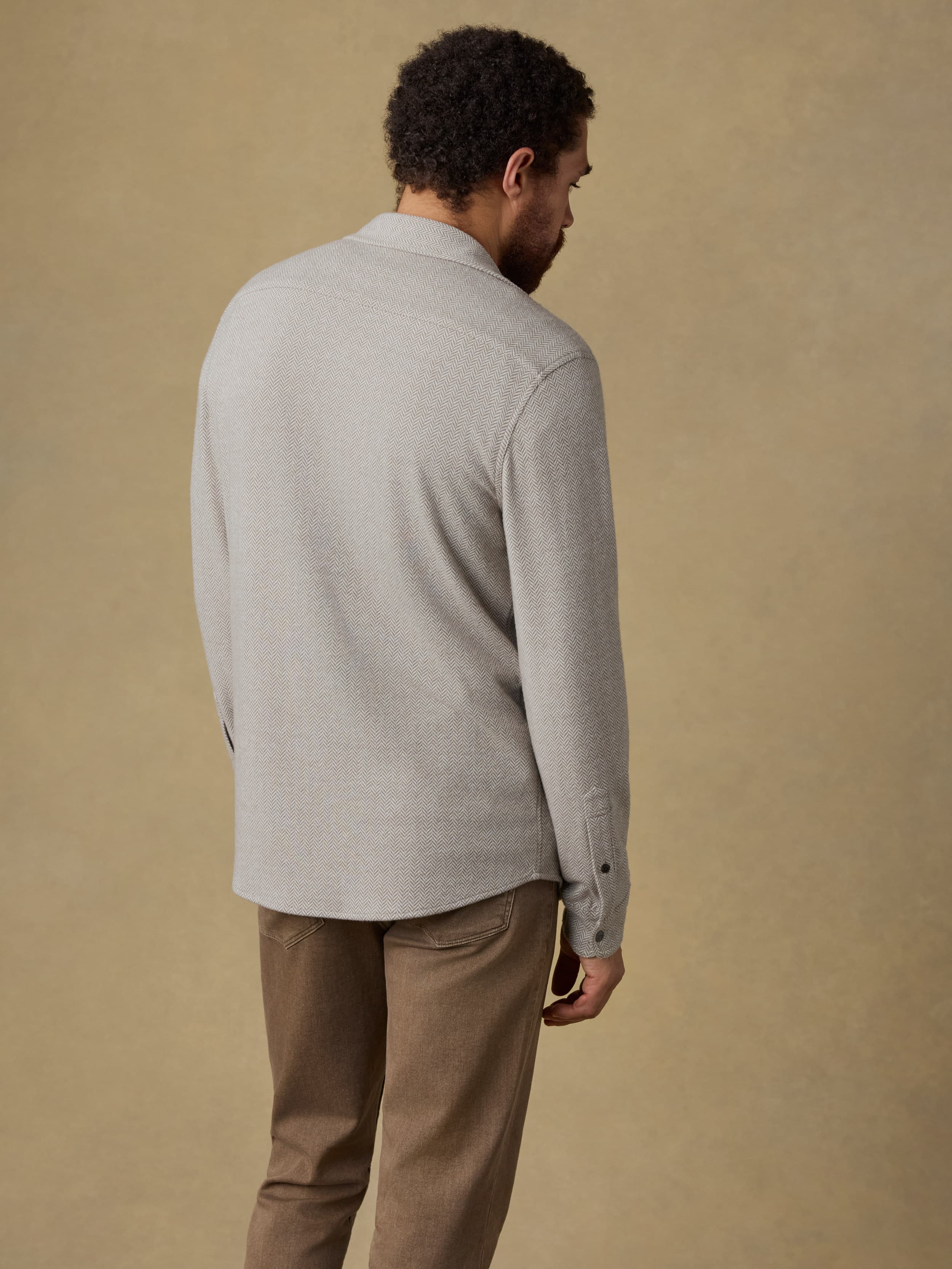 Legend™ Sweater Shirt - Khaki Cream Herringbone | Faherty Brand