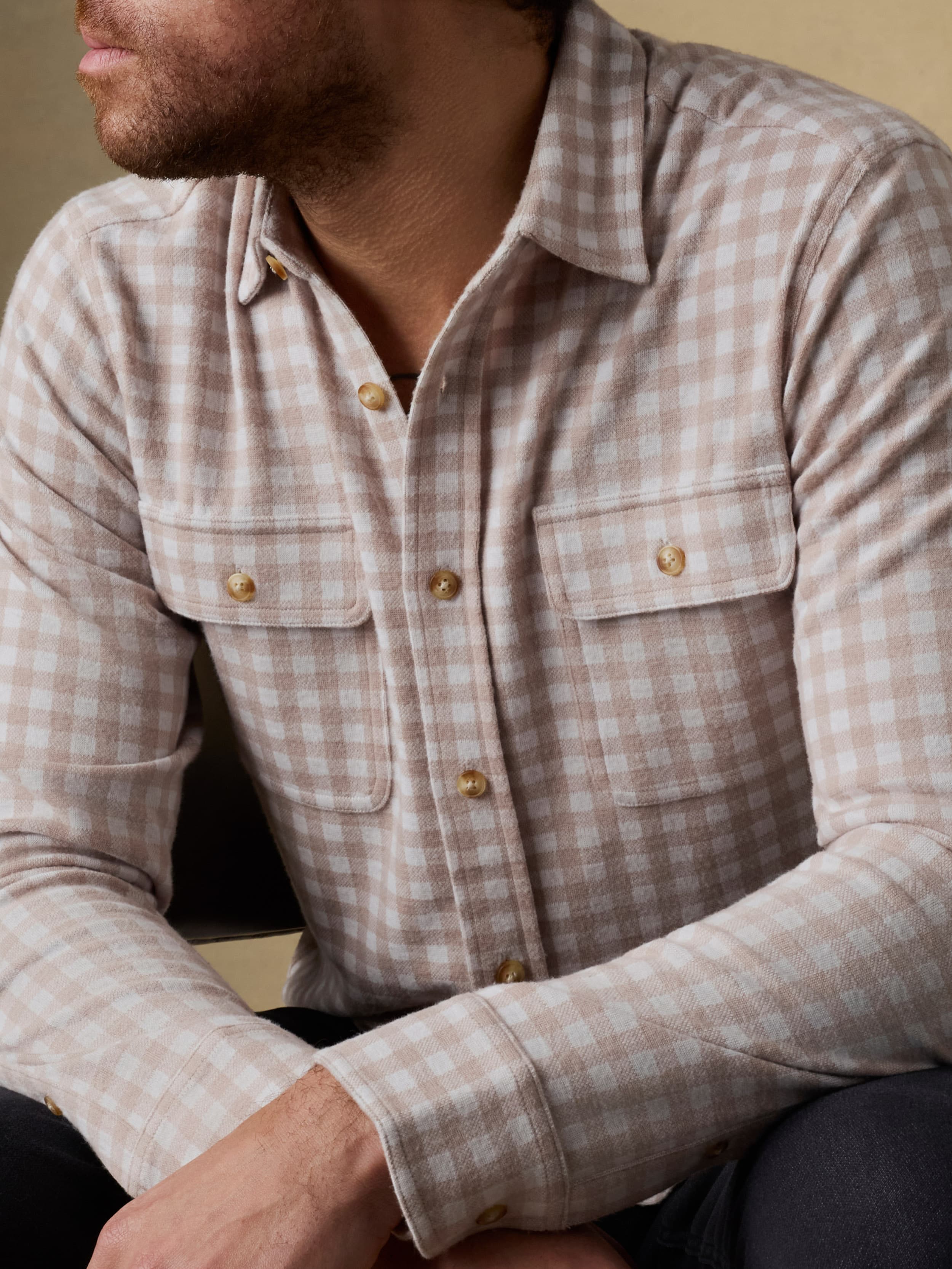 Legend™ Sweater Shirt - Shore Tan Gingham | Faherty Brand