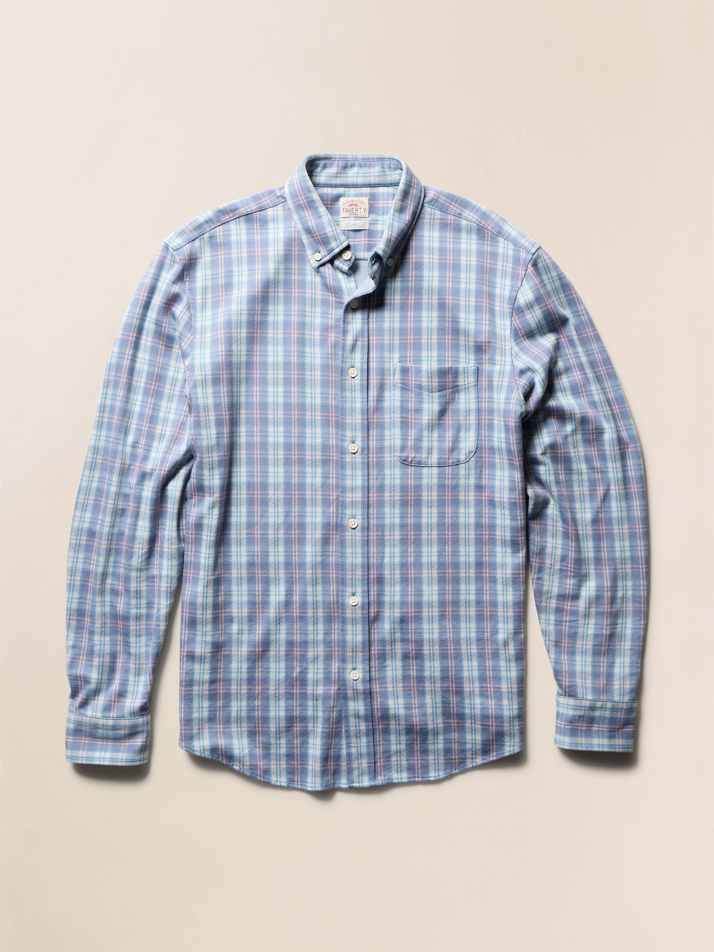 Coastline Knit Shirt - Summer Teal Plaid | Faherty Brand