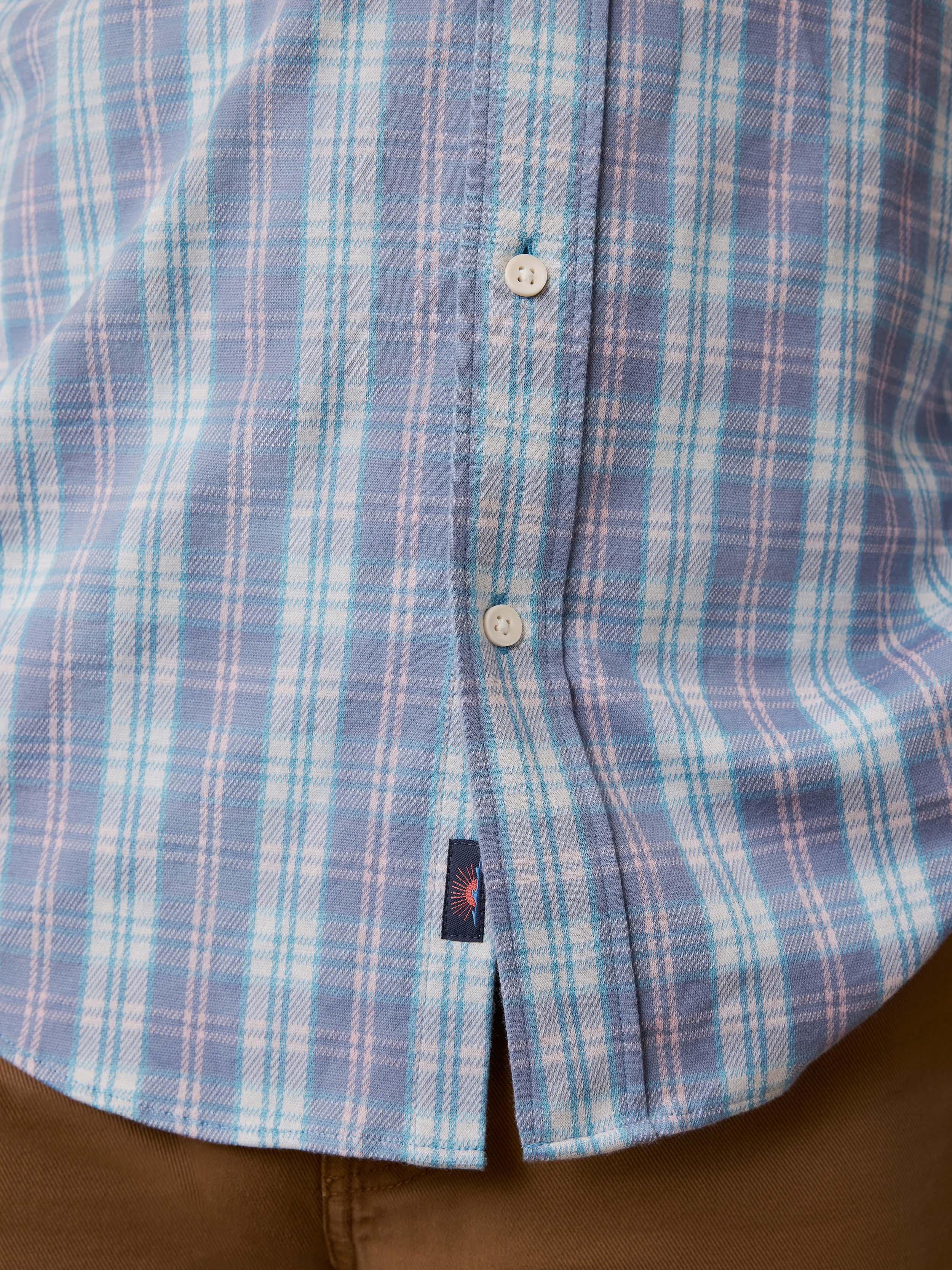 Coastline Knit Shirt - Summer Teal Plaid | Faherty Brand