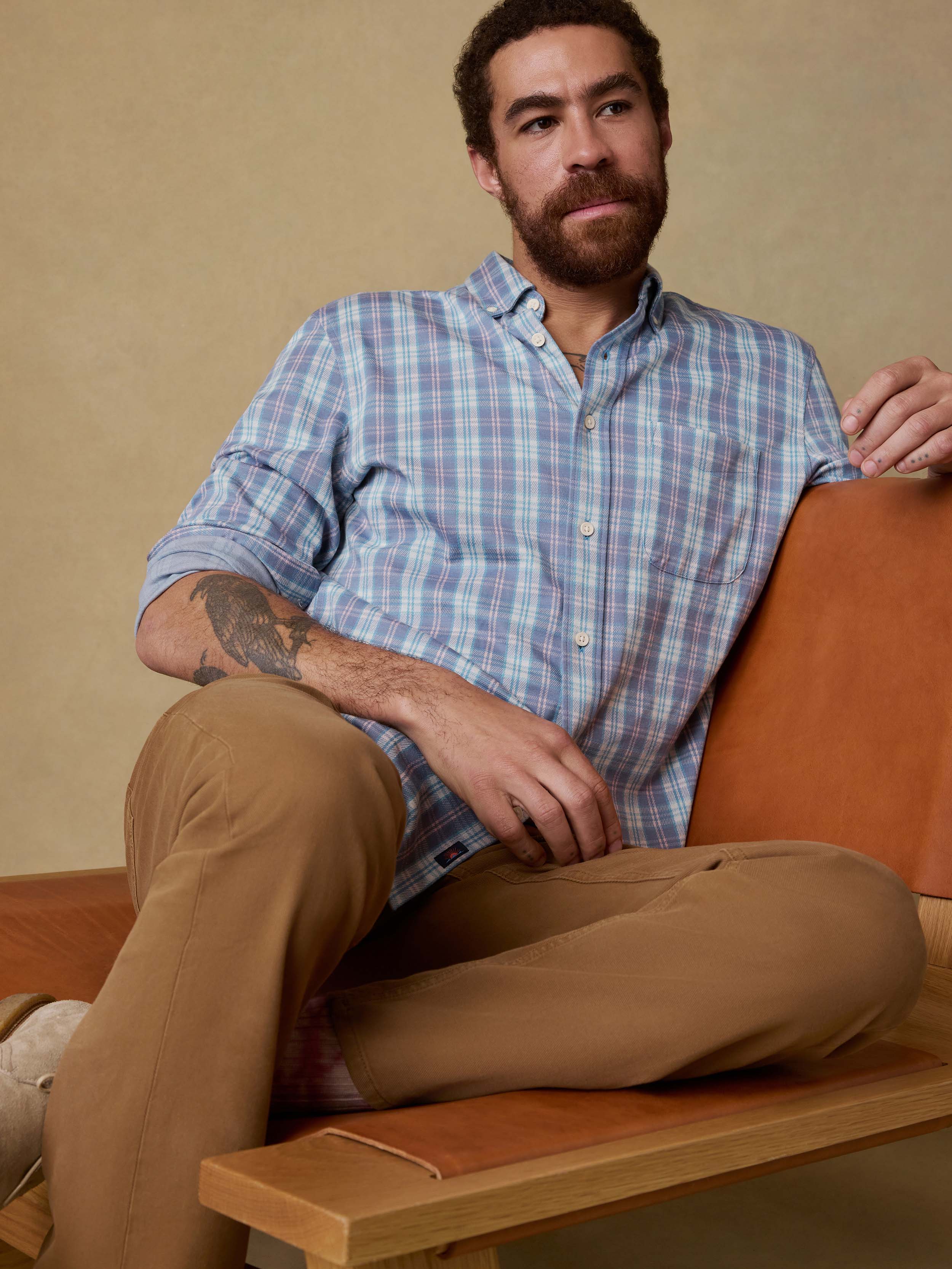 Coastline Knit Shirt - Summer Teal Plaid | Faherty Brand