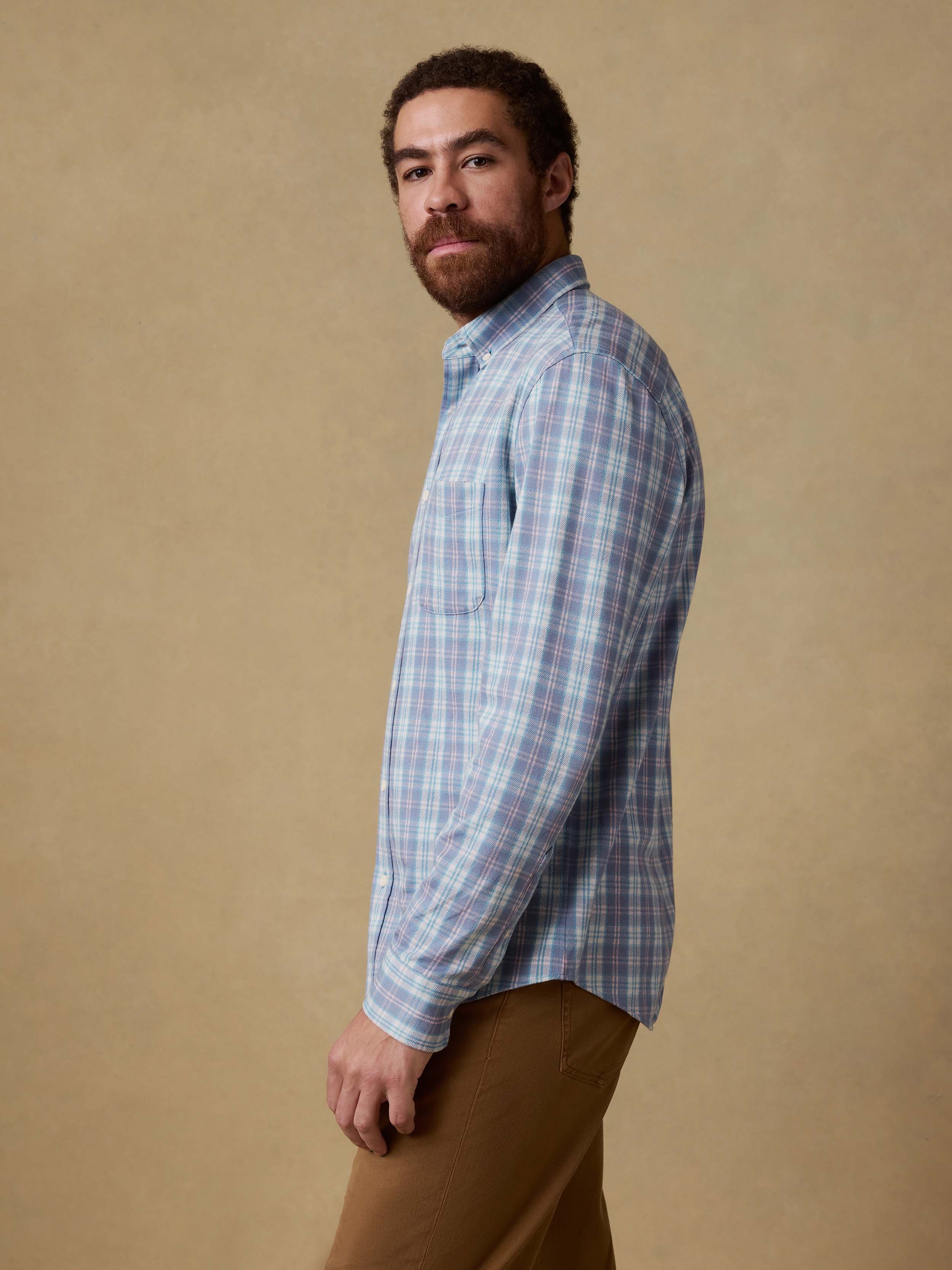 Coastline Knit Shirt - Summer Teal Plaid | Faherty Brand