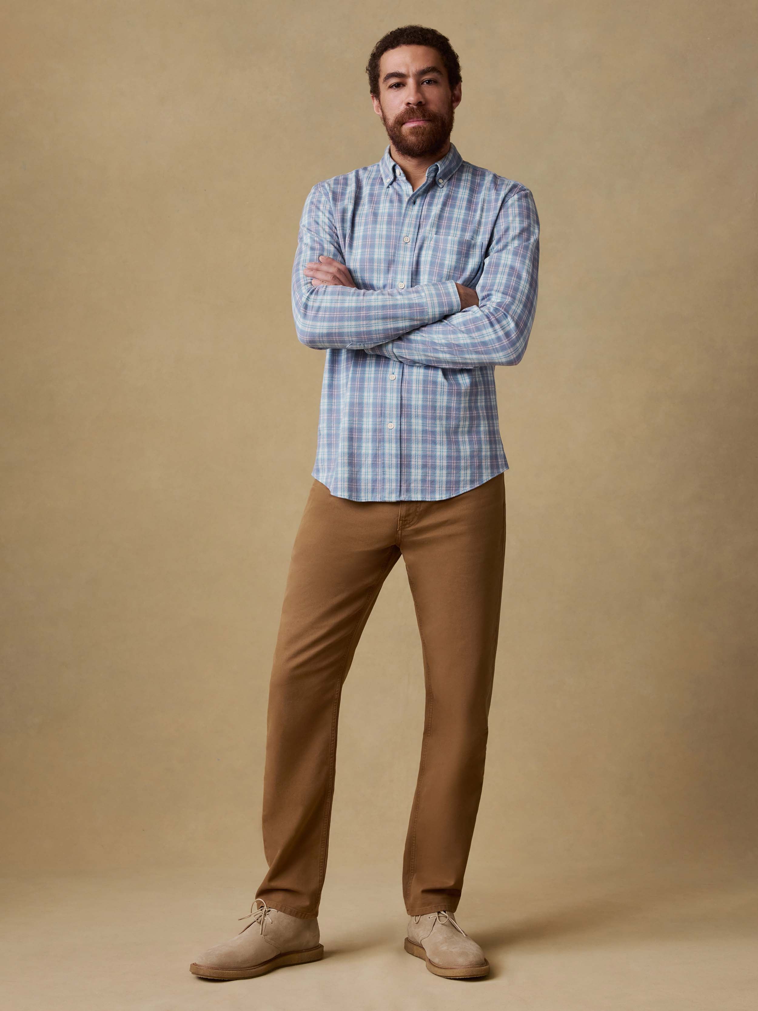 Coastline Knit Shirt - Summer Teal Plaid | Faherty Brand