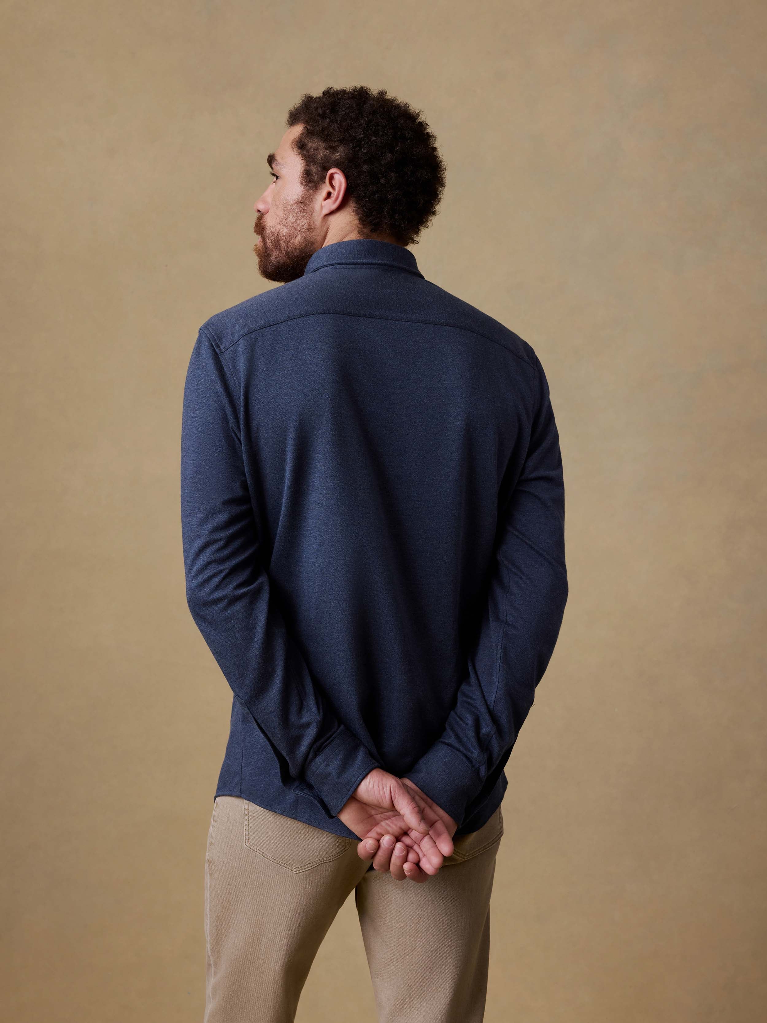 Coastline Knit Shirt - Ocean Heather Twill | Faherty Brand