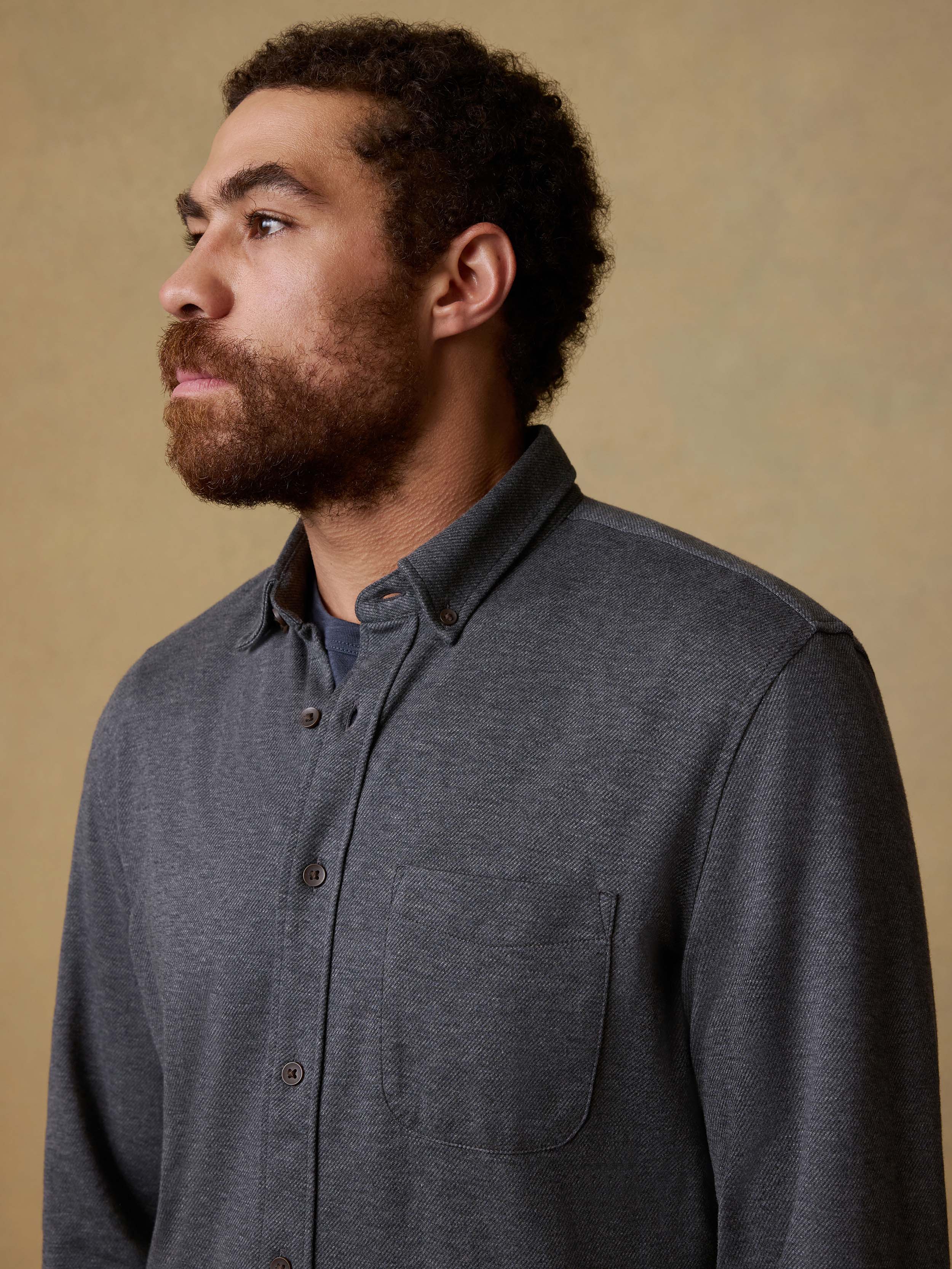 Coastline Knit Shirt - Charcoal Heather Twill | Faherty Brand