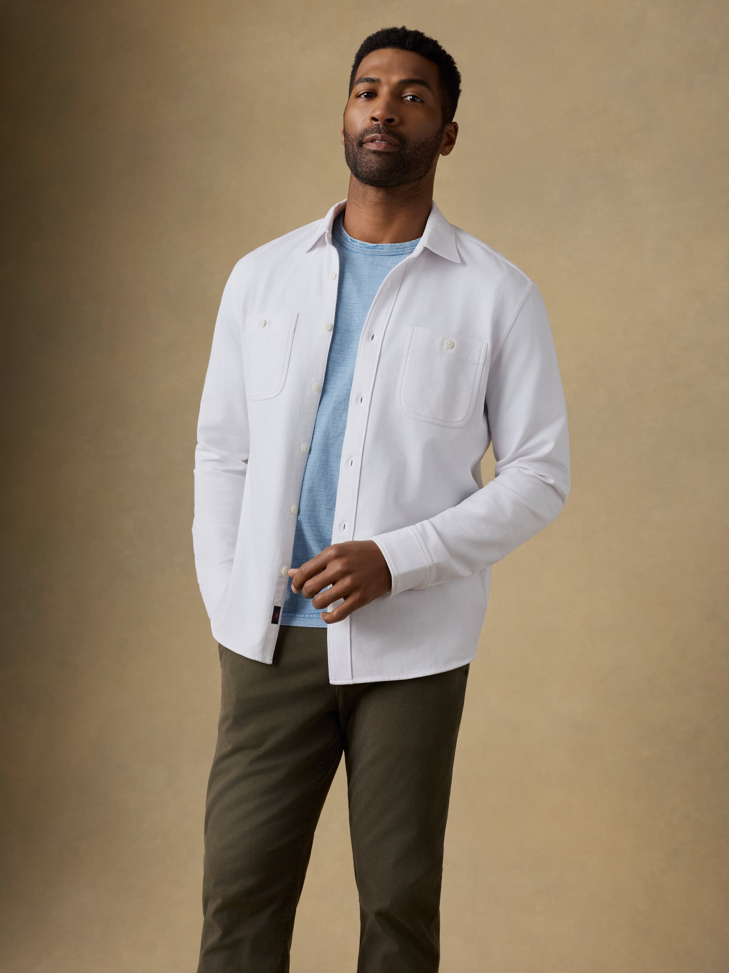 Field Knit Shirt - Pure White | Faherty Brand