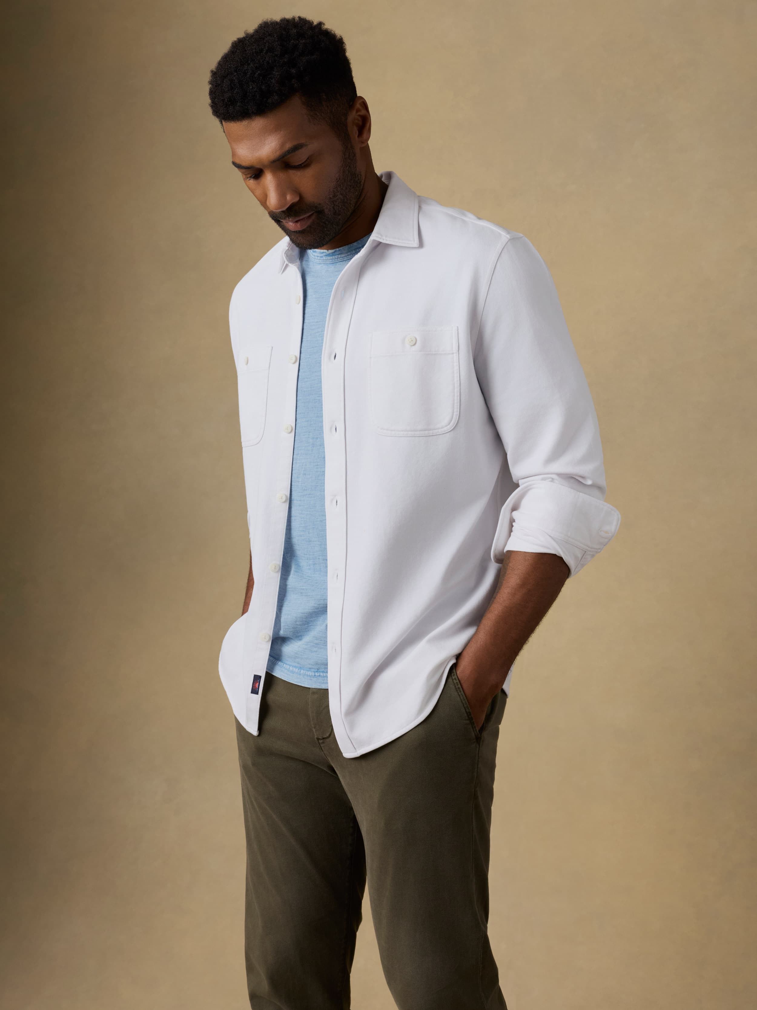 Field Knit Shirt - Pure White | Faherty Brand