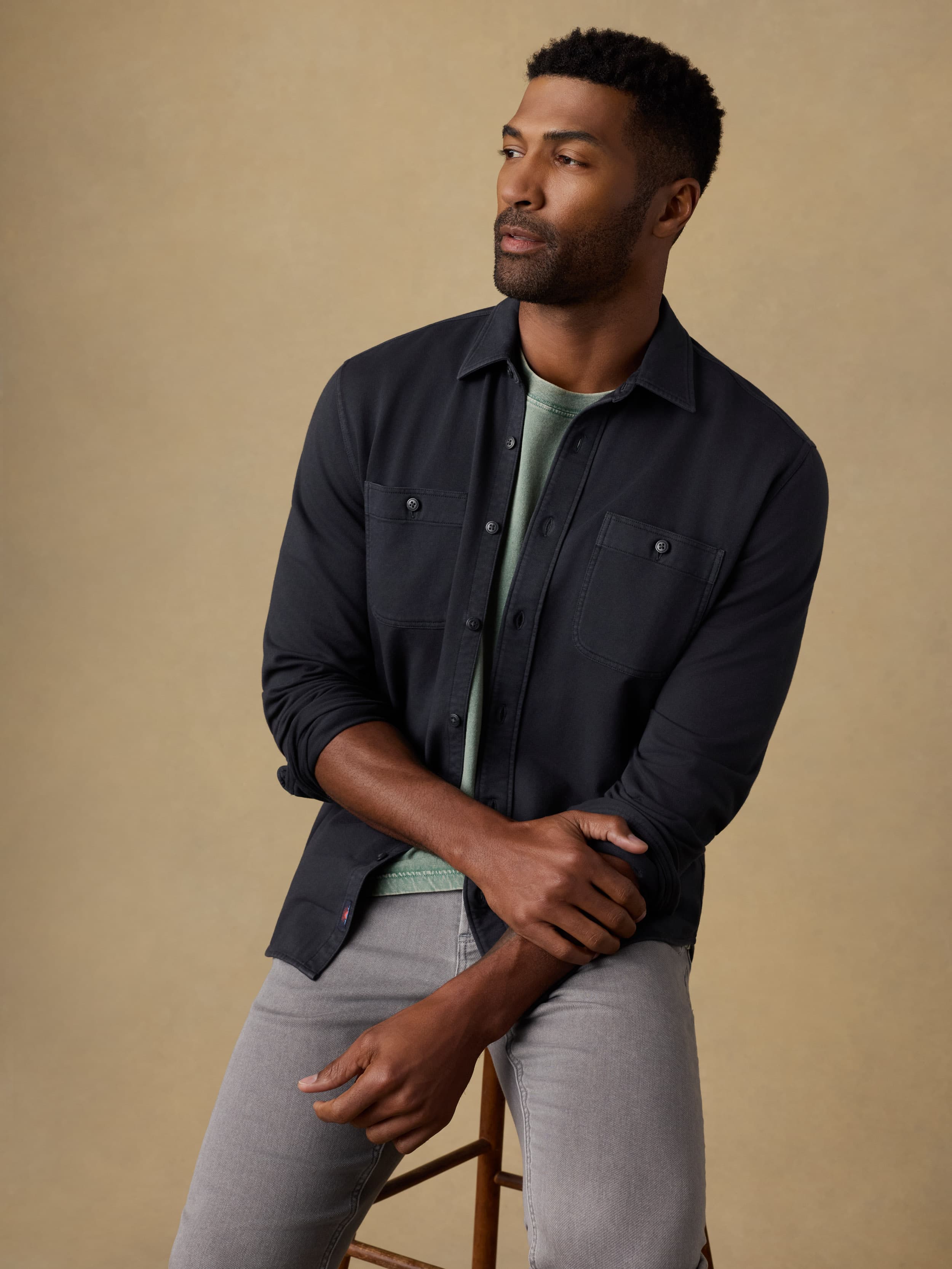 Field Knit Shirt - Washed Charcoal | Faherty Brand