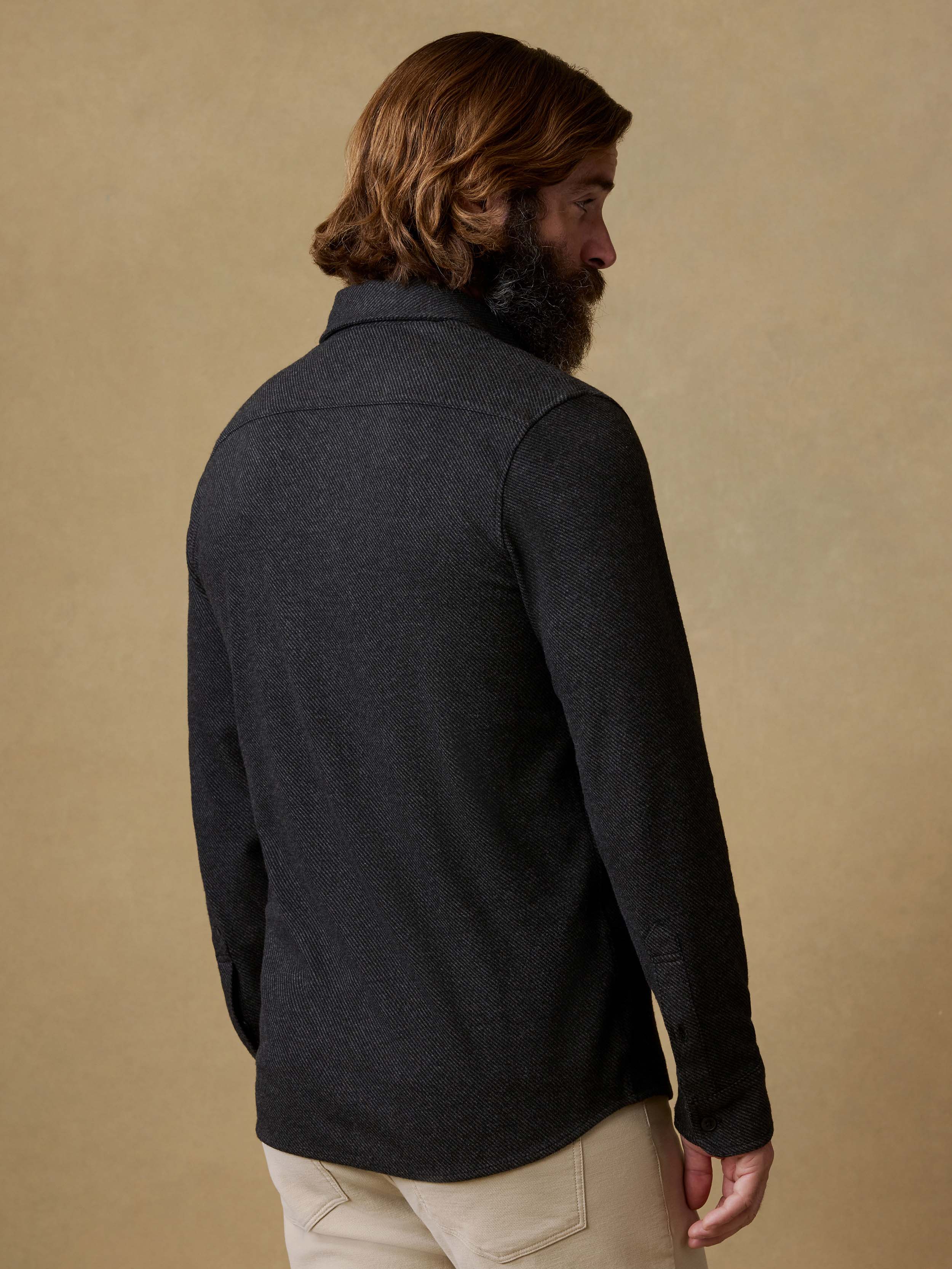 Legend™ Sweater Shirt (Single Pocket) - Heathered Black Twill | Faherty Brand