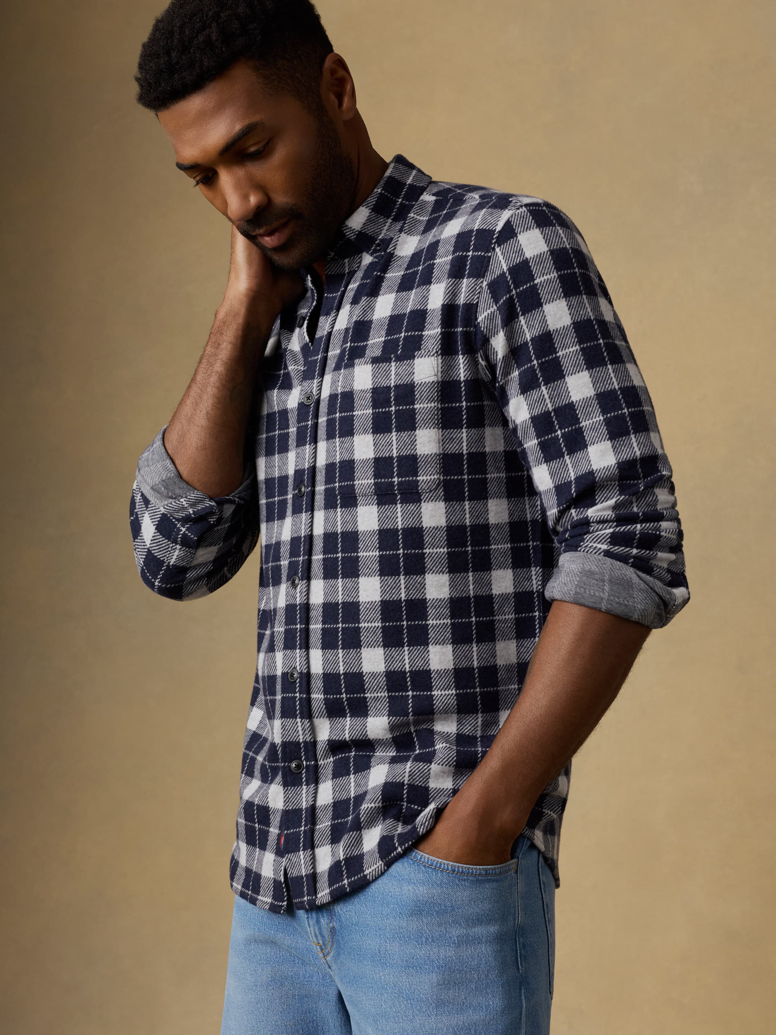 Legend™ Sweater Shirt (Single Pocket) - Midnight Lake Plaid | Faherty Brand