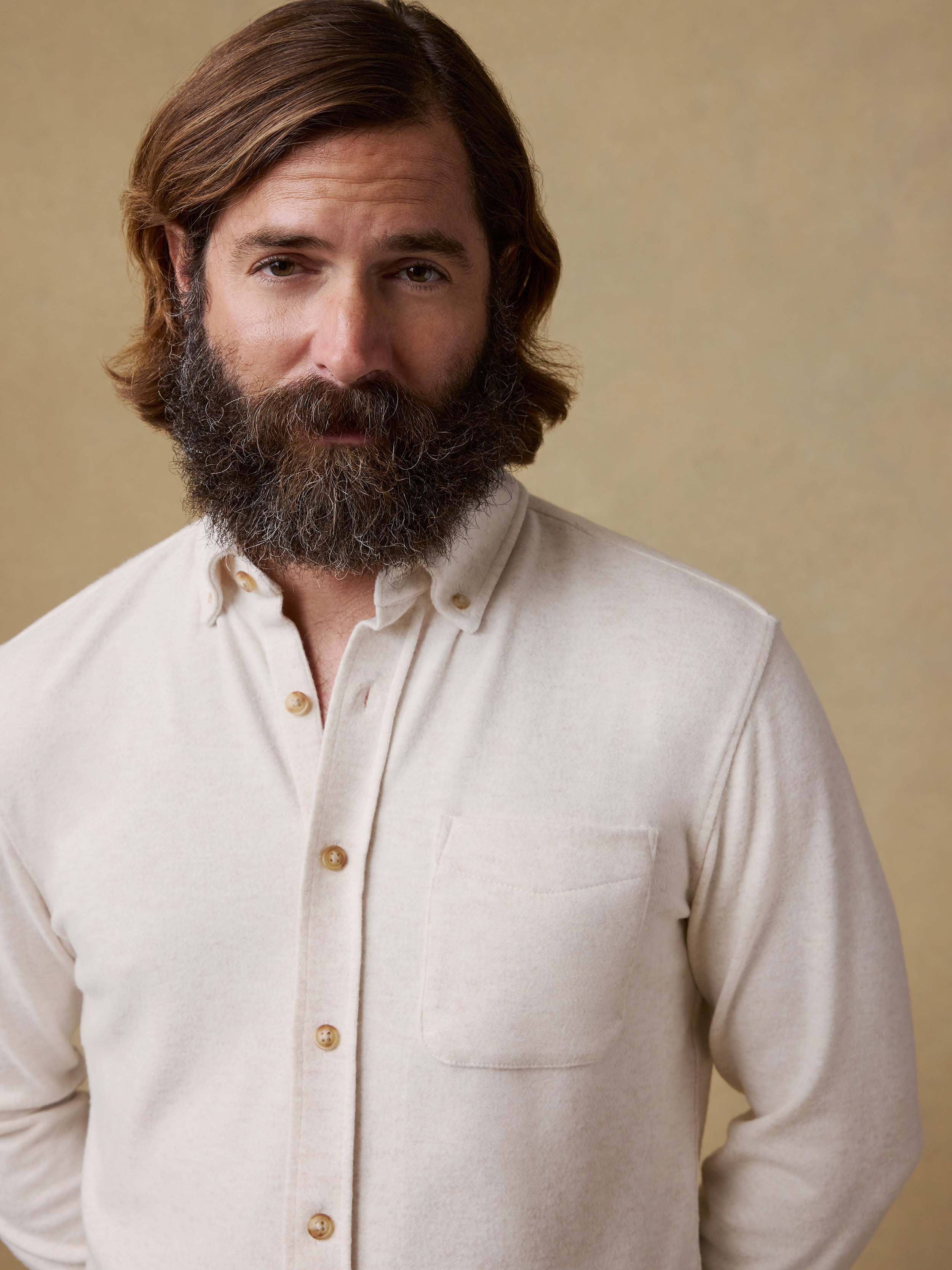 Legend™ Sweater Shirt (single Pocket) - Off White | Faherty Brand