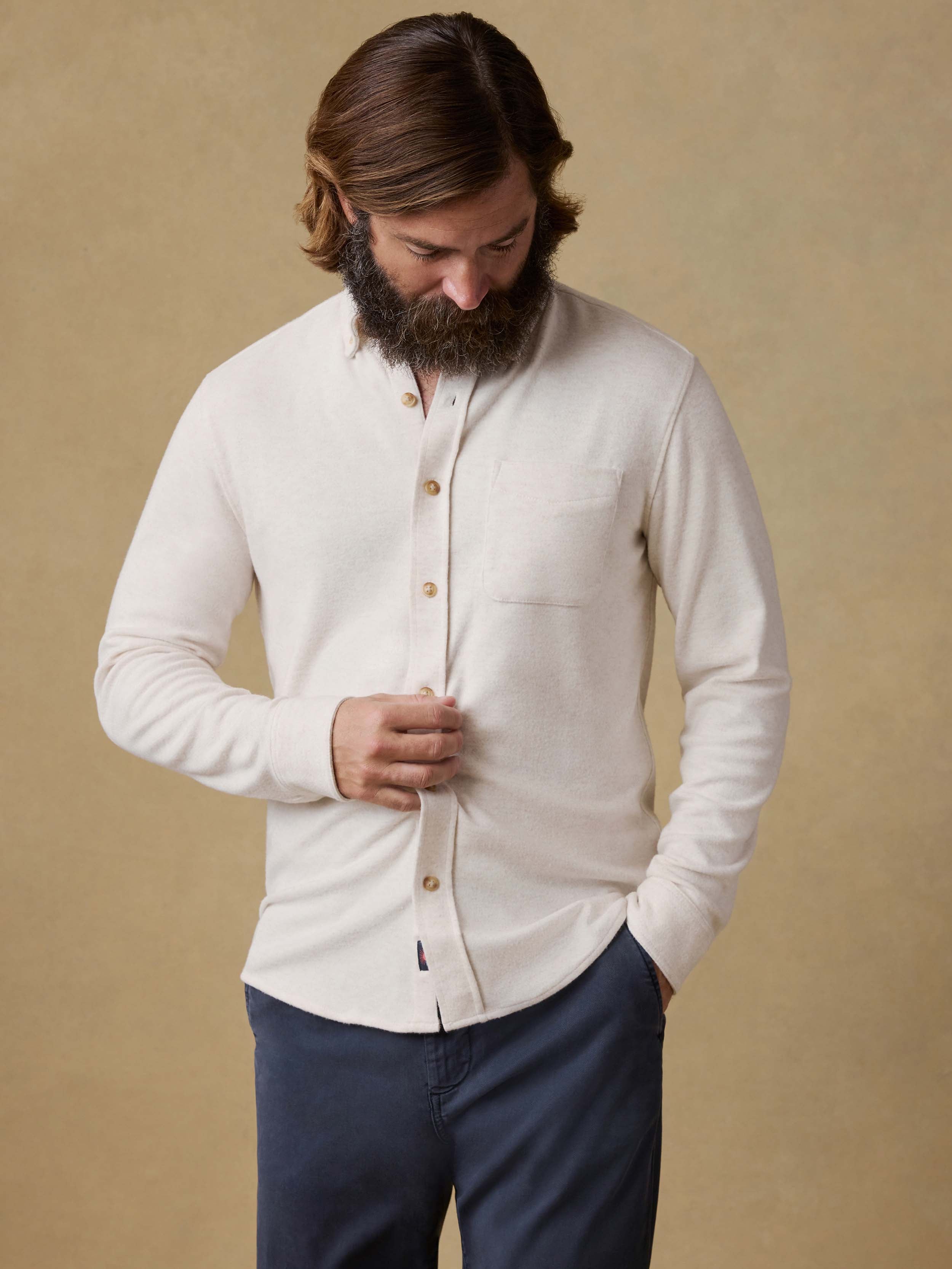 Legend™ Sweater Shirt (single Pocket) - Off White | Faherty Brand