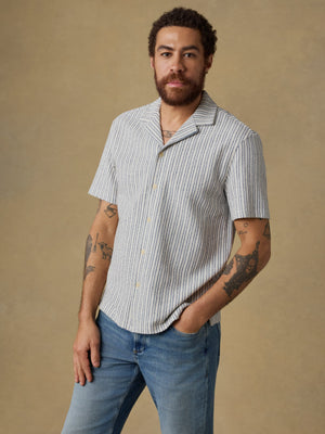 Short-Sleeve Oasis Camp Shirt - Shore Navy Stripe