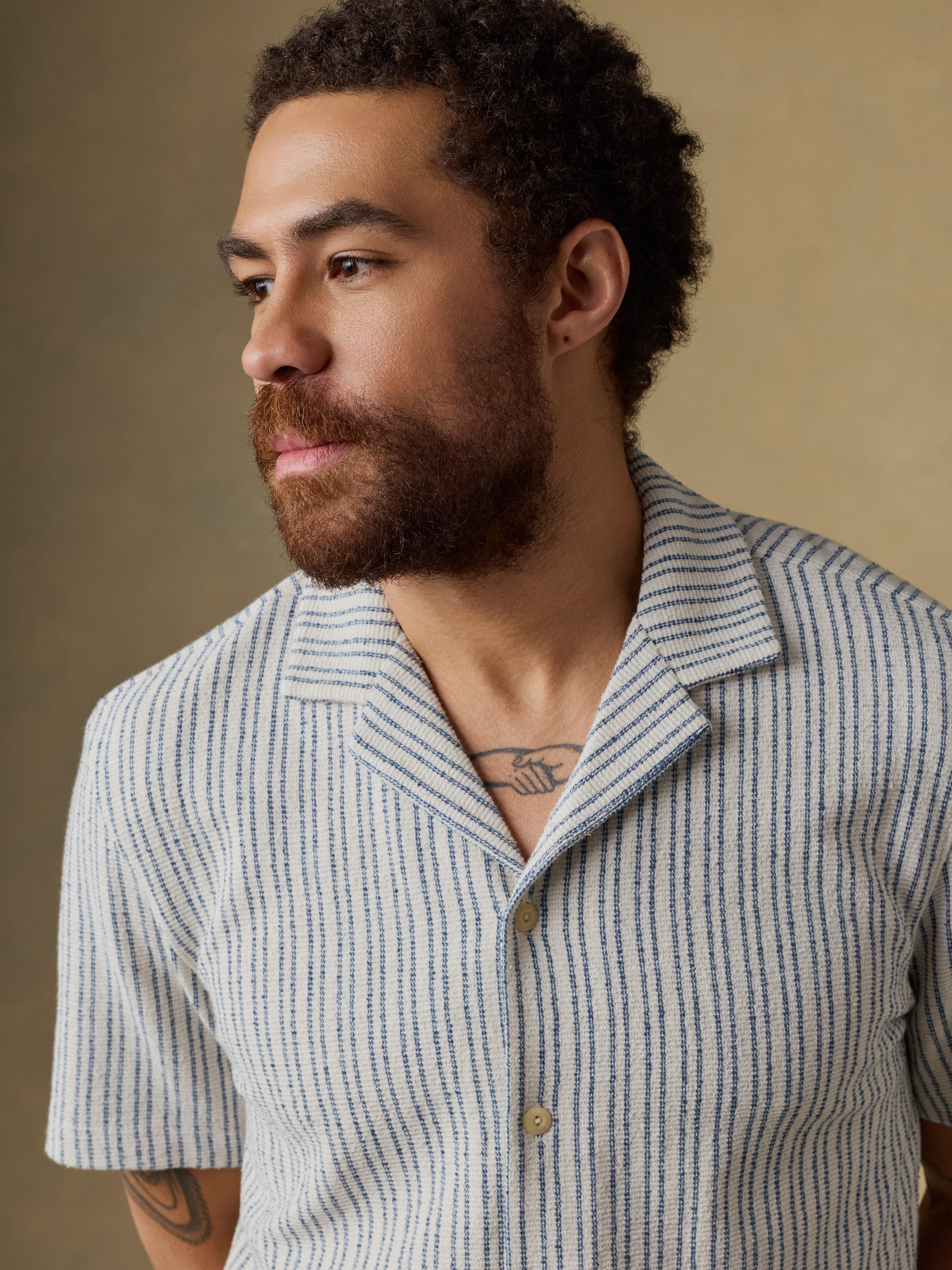 Short-Sleeve Oasis Camp Shirt - Shore Navy Stripe | Faherty Brand