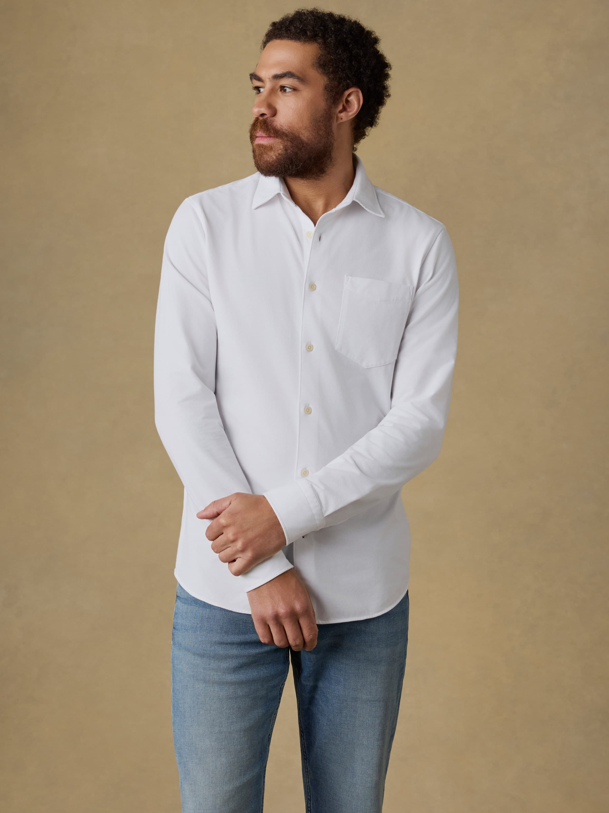 Costa Pique Shirt - Pure White | Faherty Brand