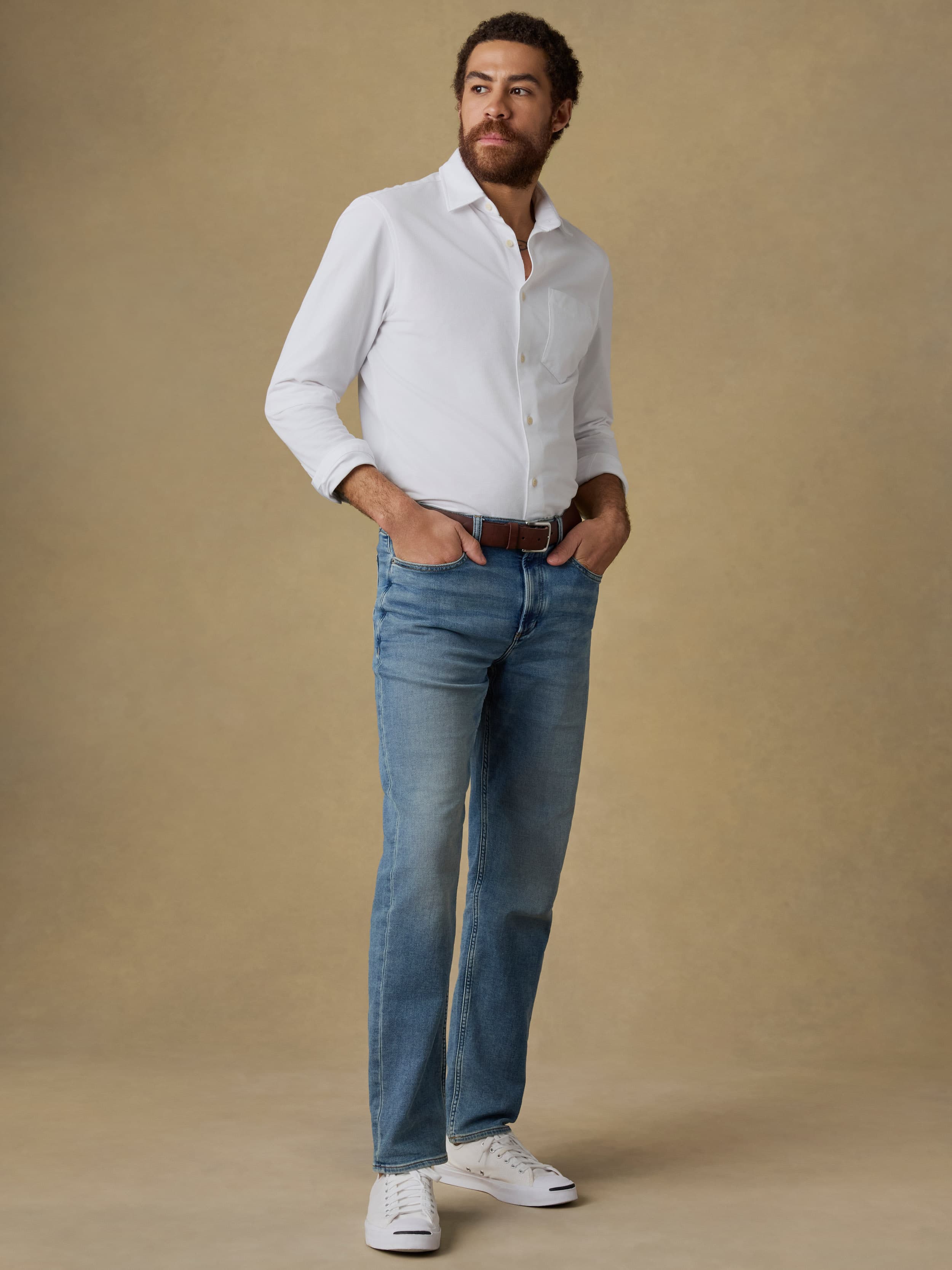 Costa Pique Shirt - Pure White | Faherty Brand
