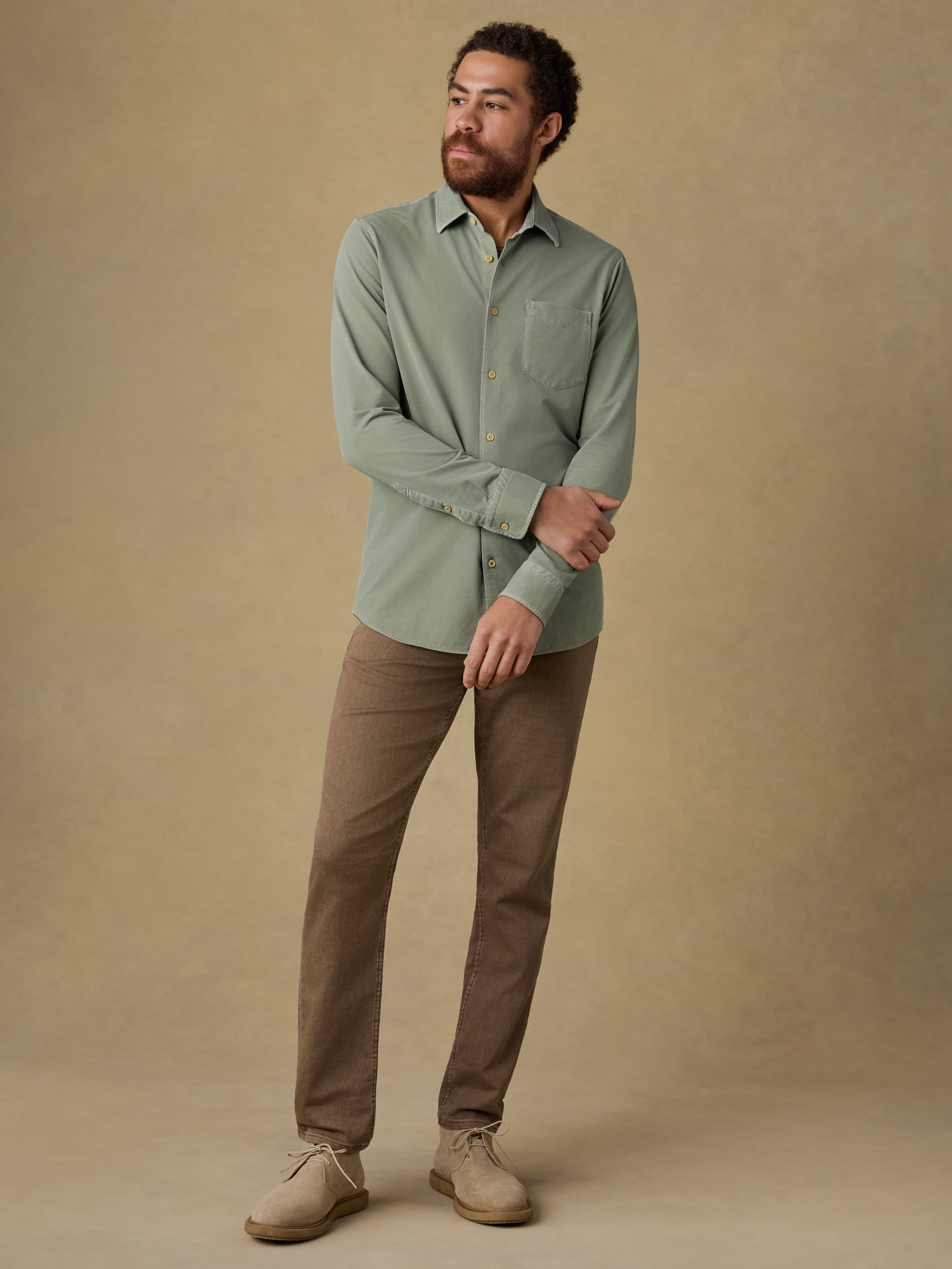 Costa Pique Shirt - Terrain Olive | Faherty Brand