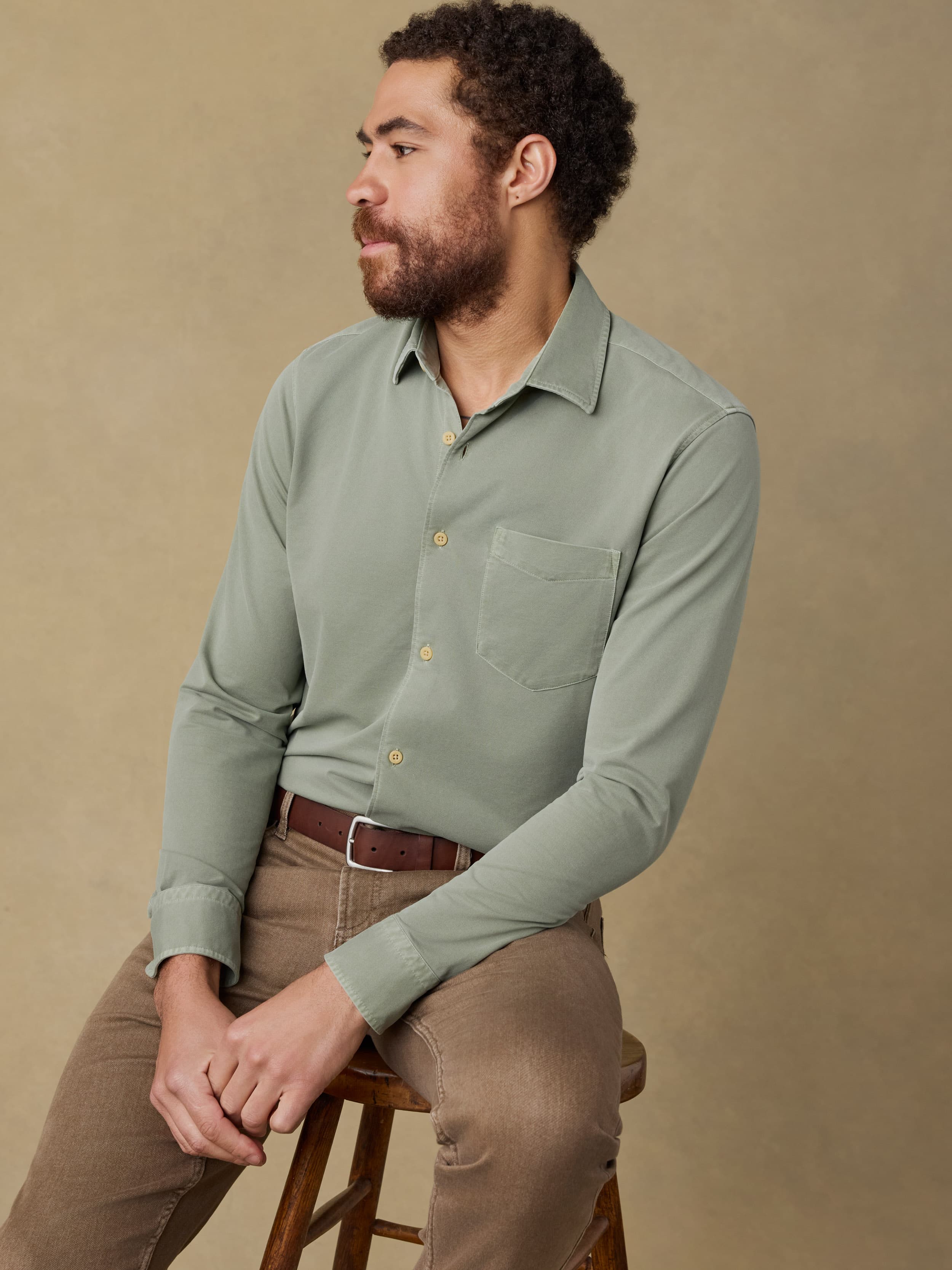 Costa Pique Shirt - Terrain Olive | Faherty Brand