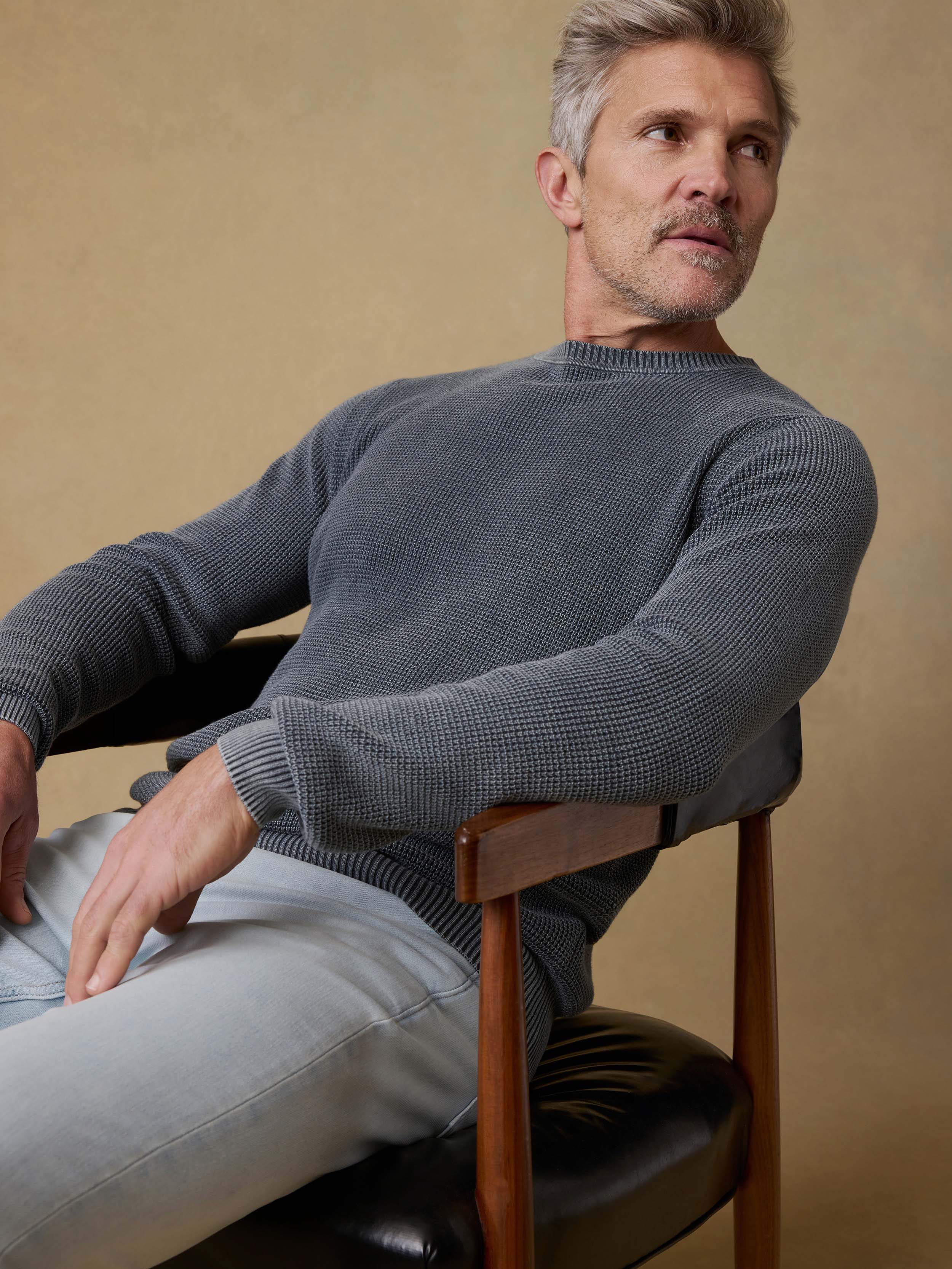Sunwashed Crewneck Sweater - Faded Black | Faherty Brand