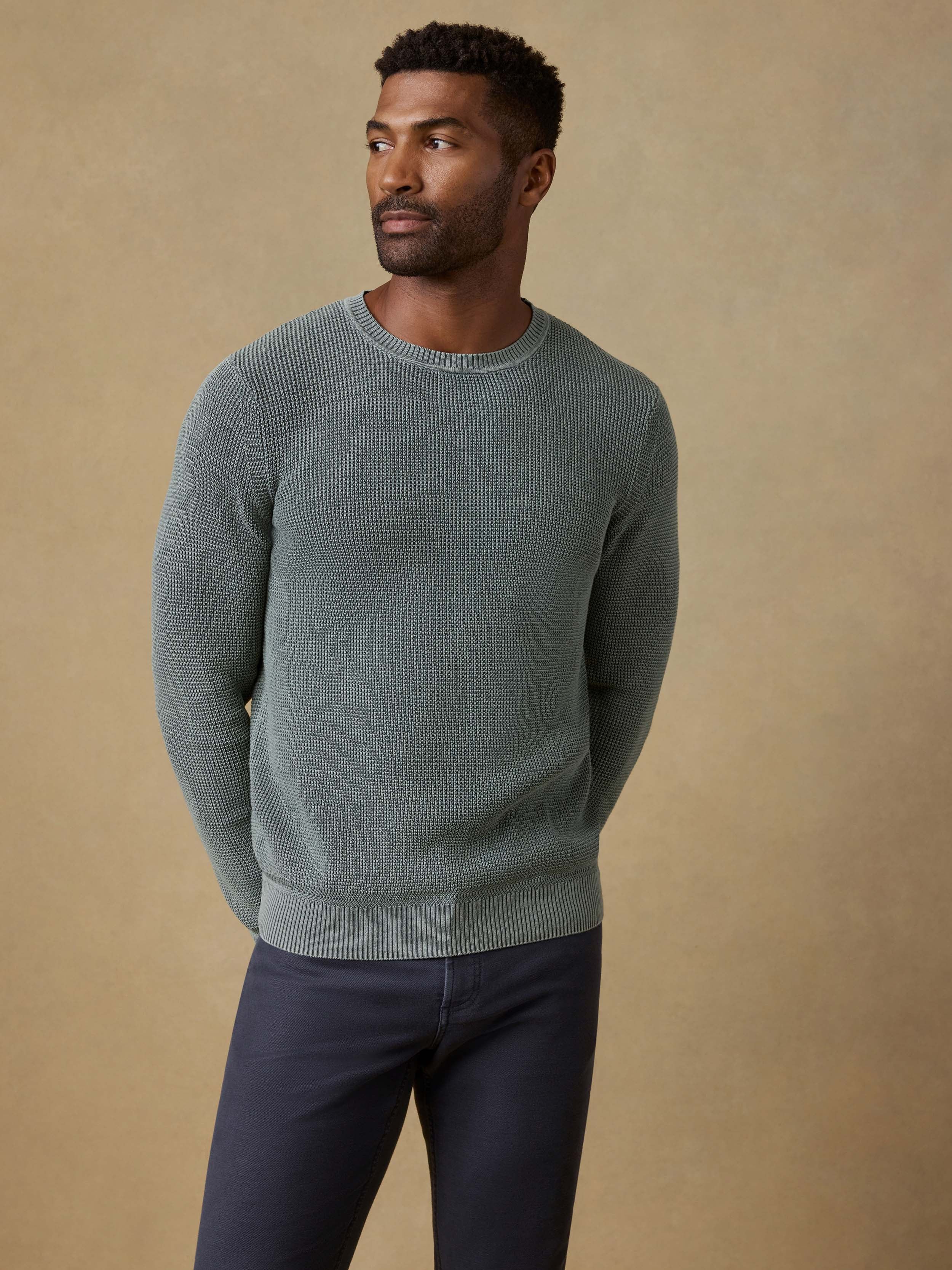 Sunwashed Crewneck Sweater - Mountain Olive | Faherty Brand