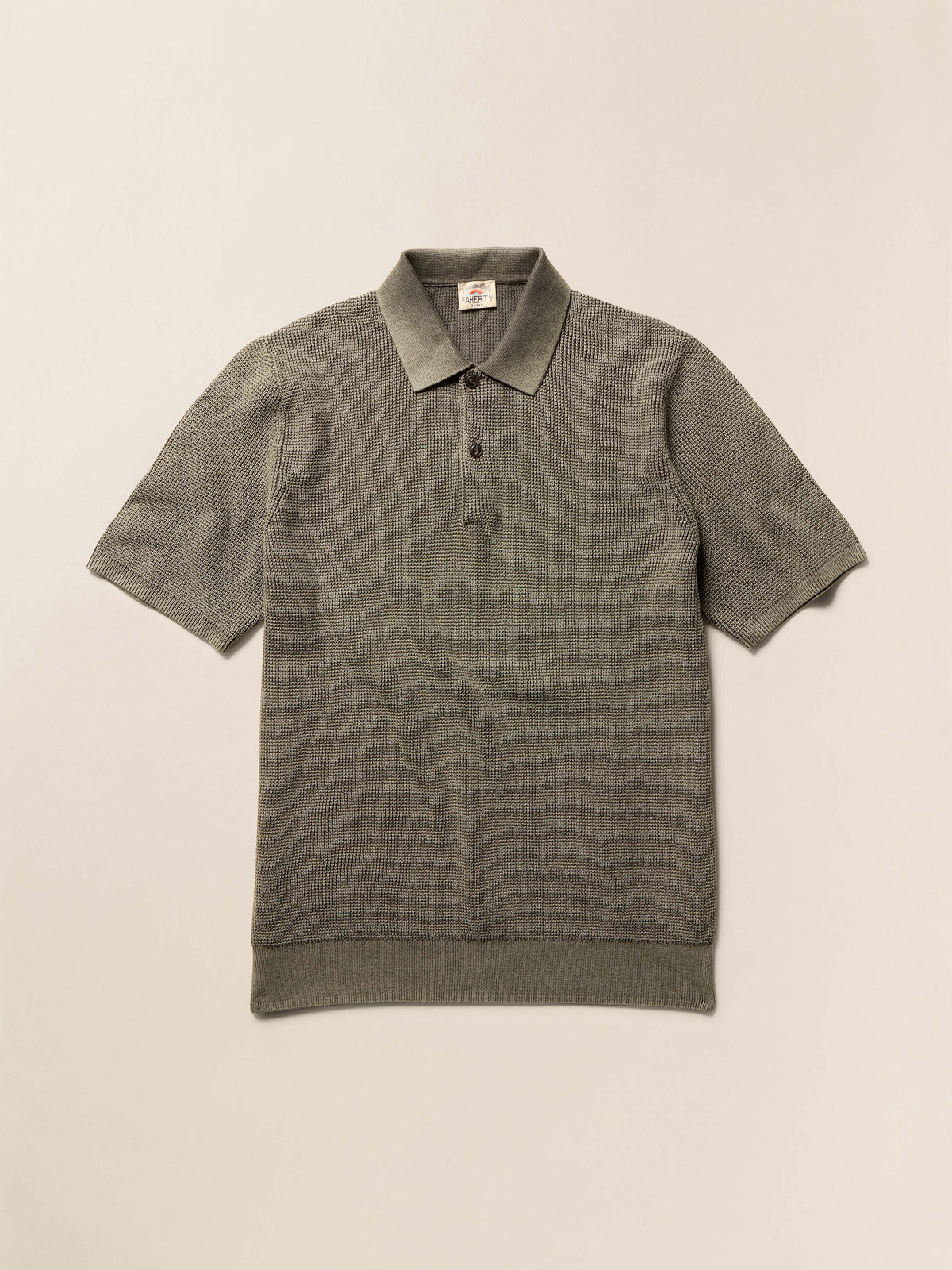  | Short-Sleeve Sunwashed Sweater Polo - Pine Ridge | Faherty Brand, image 1 of 2