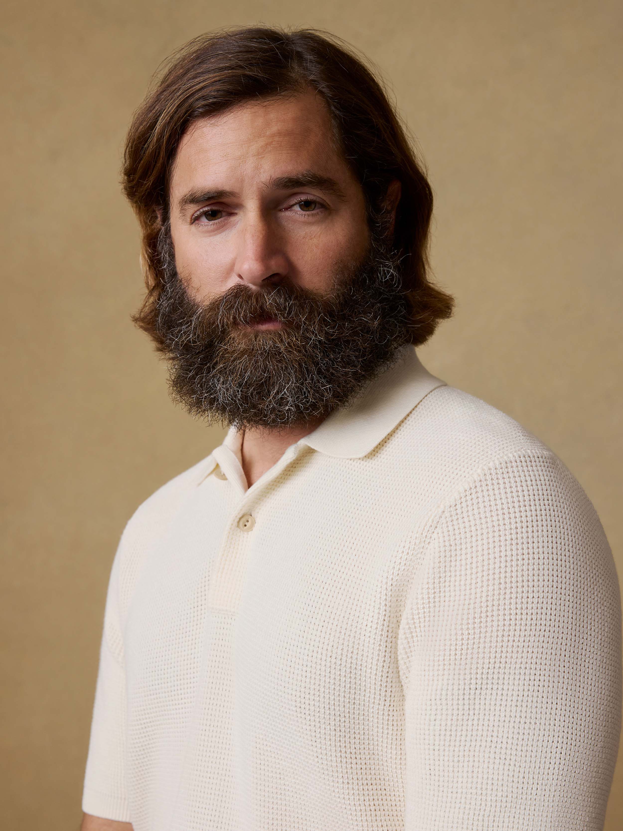 Short-Sleeve Sunwashed Sweater Polo - White Shell | Faherty Brand