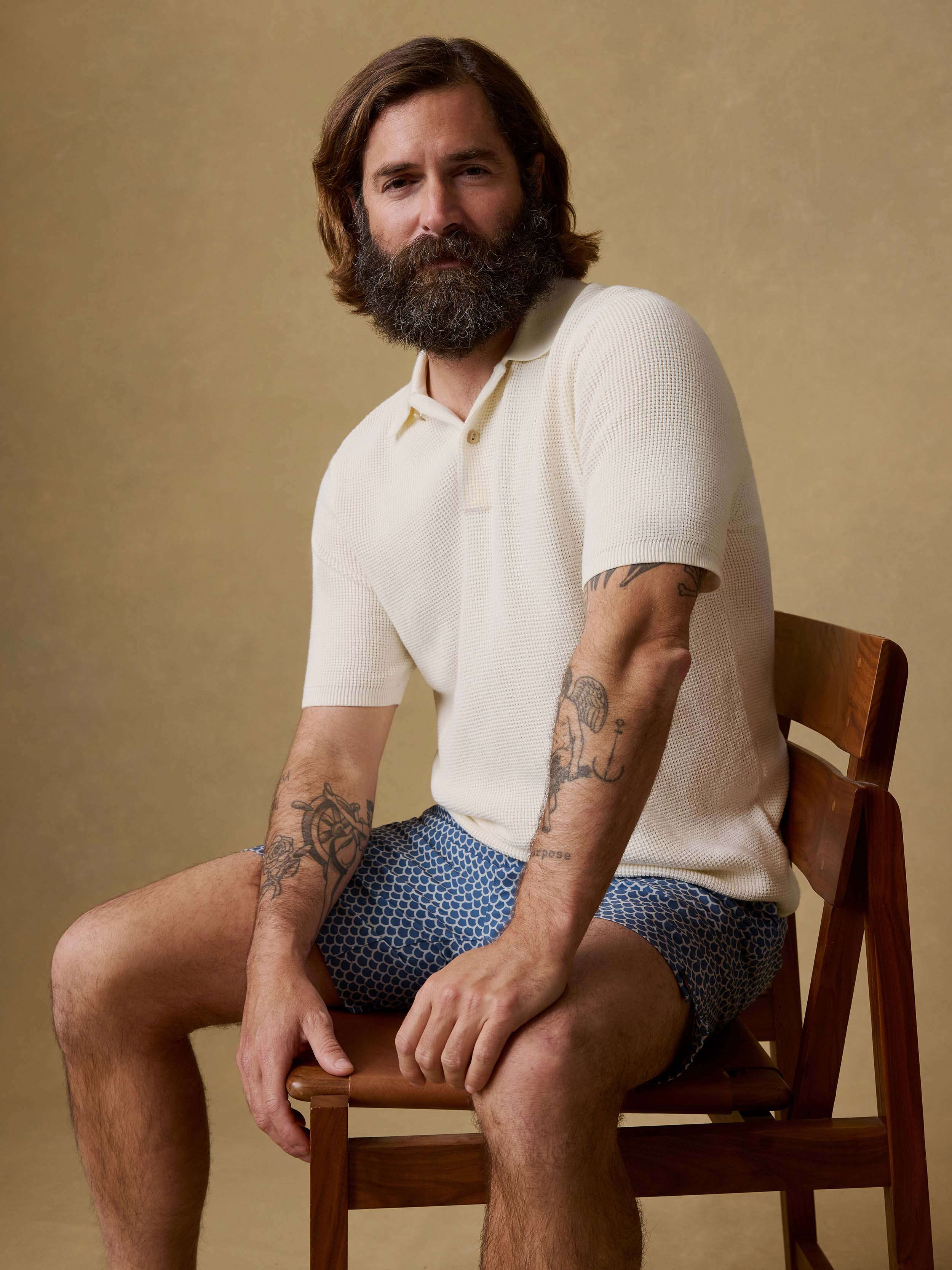 Short-Sleeve Sunwashed Sweater Polo - White Shell | Faherty Brand