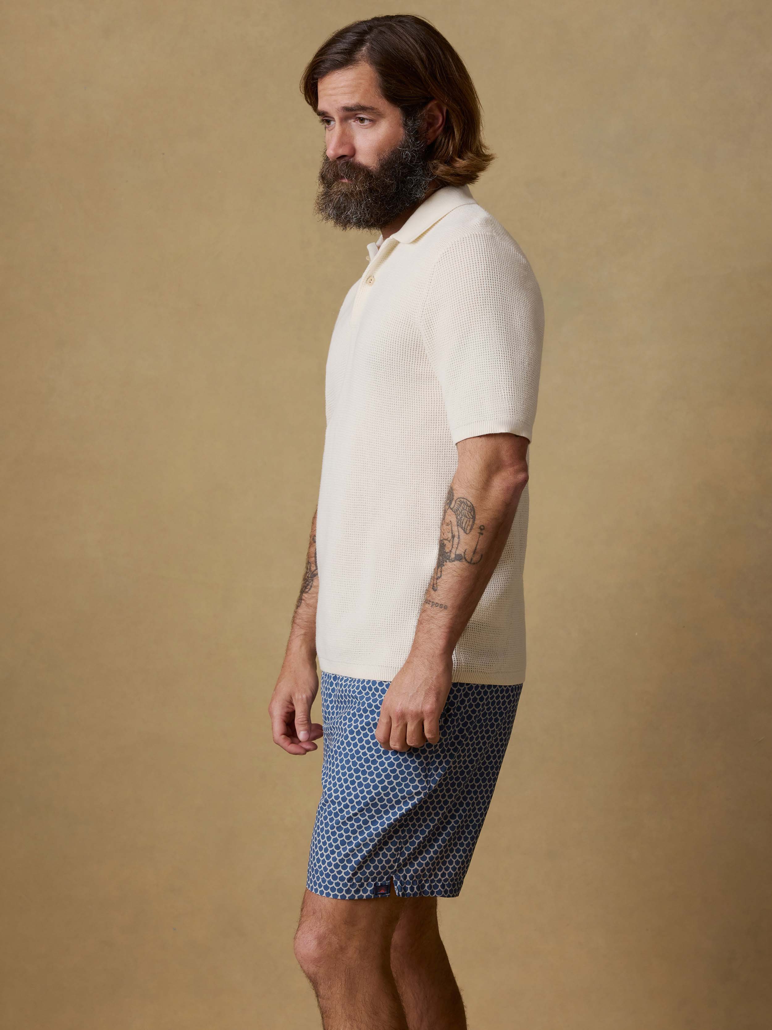 Short-Sleeve Sunwashed Sweater Polo - White Shell | Faherty Brand