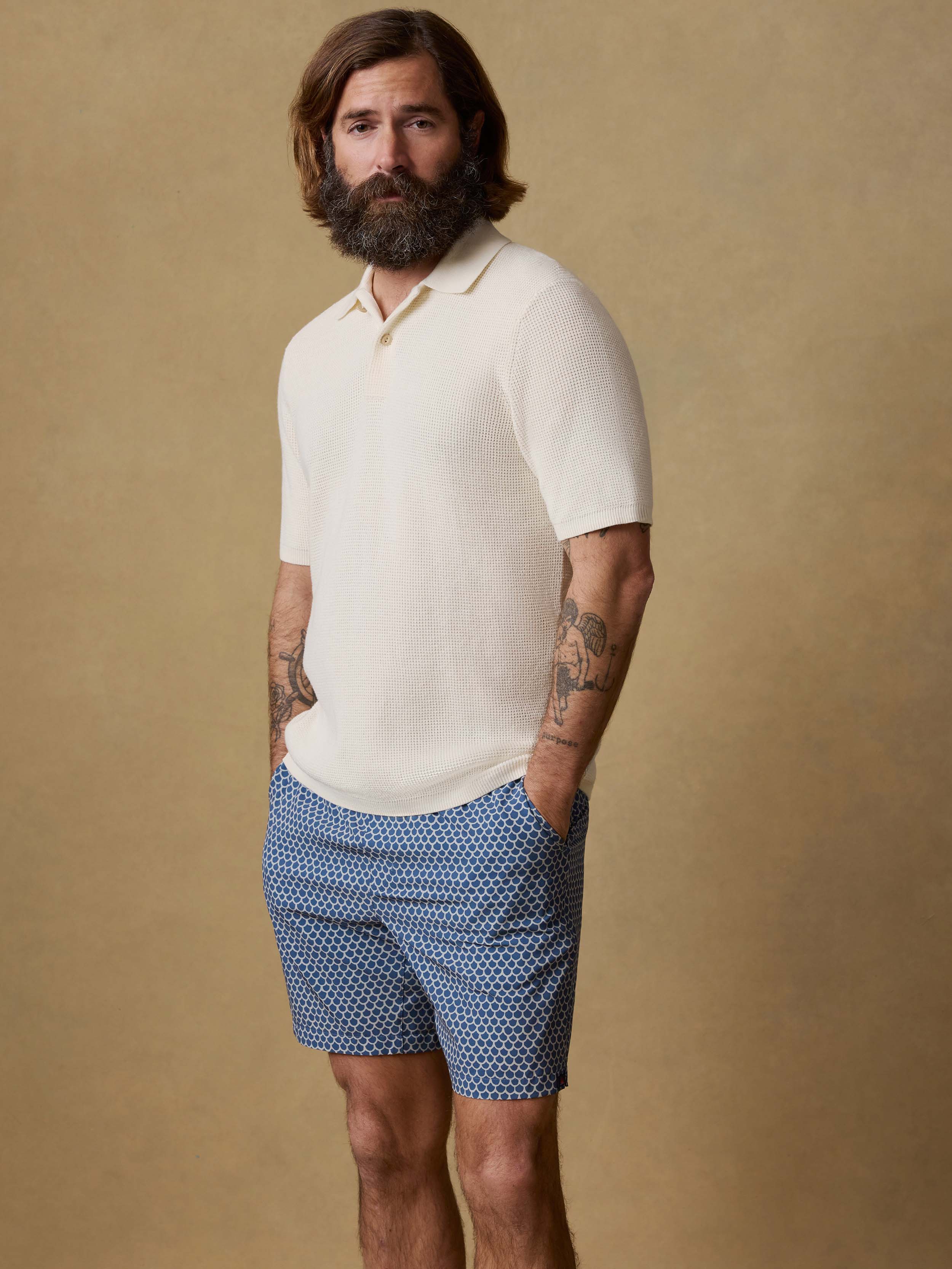 Short-Sleeve Sunwashed Sweater Polo - White Shell | Faherty Brand