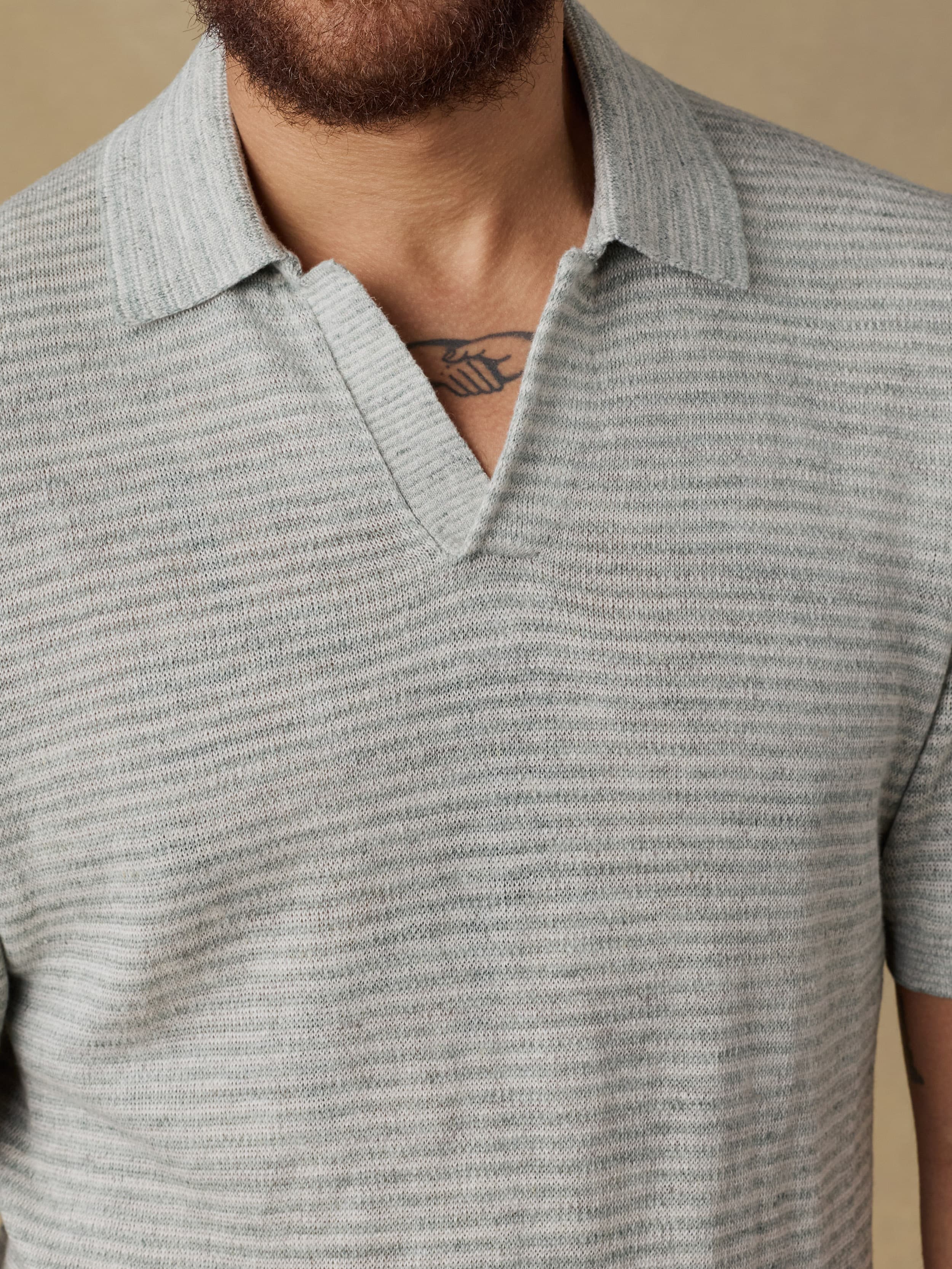 Short-Sleeve Linen Sweater Polo - Beach Tree Stripe | Faherty Brand