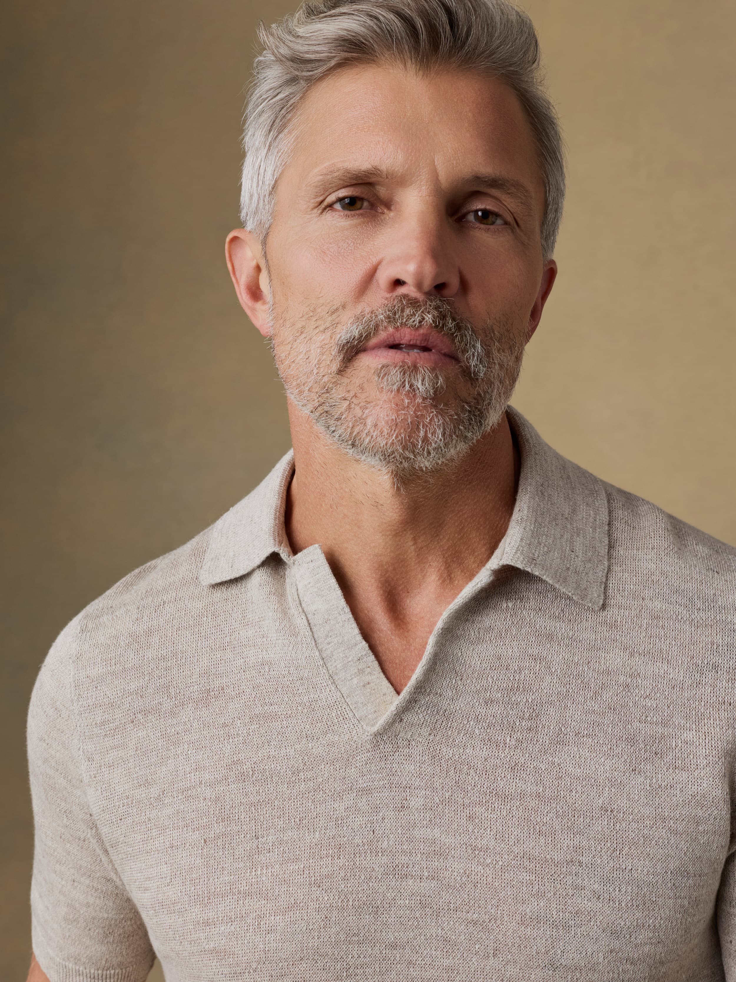 Short-Sleeve Linen Sweater Polo - Tropic Sands Melange | Faherty Brand