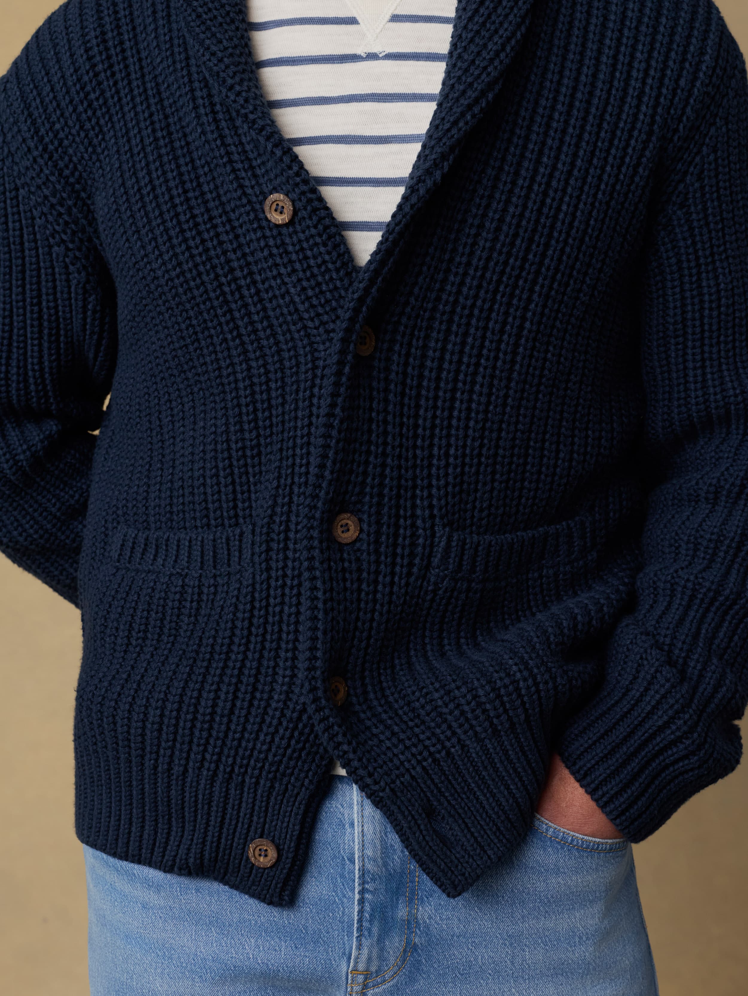 Pima Cotton Cardigan - Playa Navy | Faherty Brand