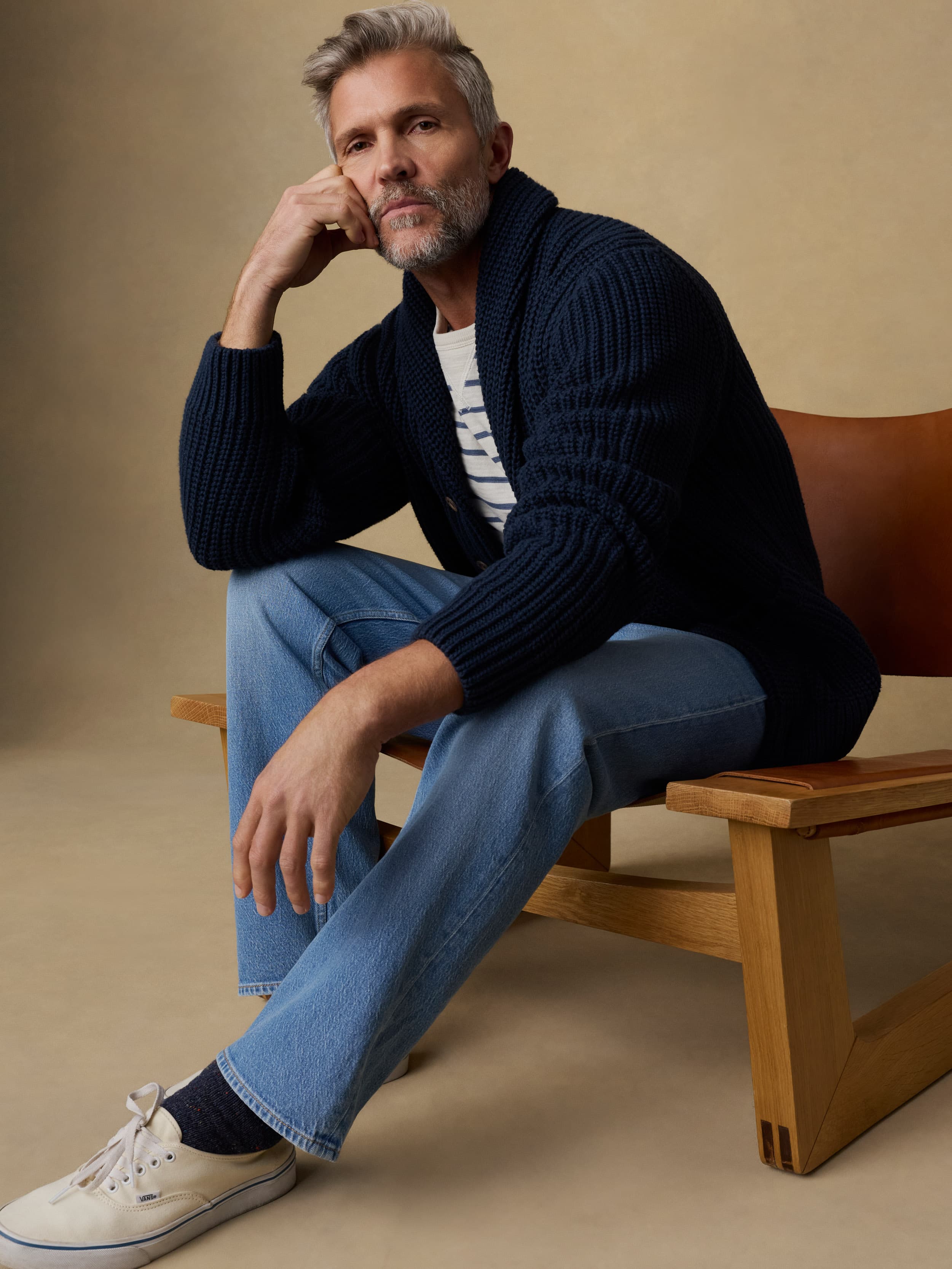 Pima Cotton Cardigan - Playa Navy | Faherty Brand
