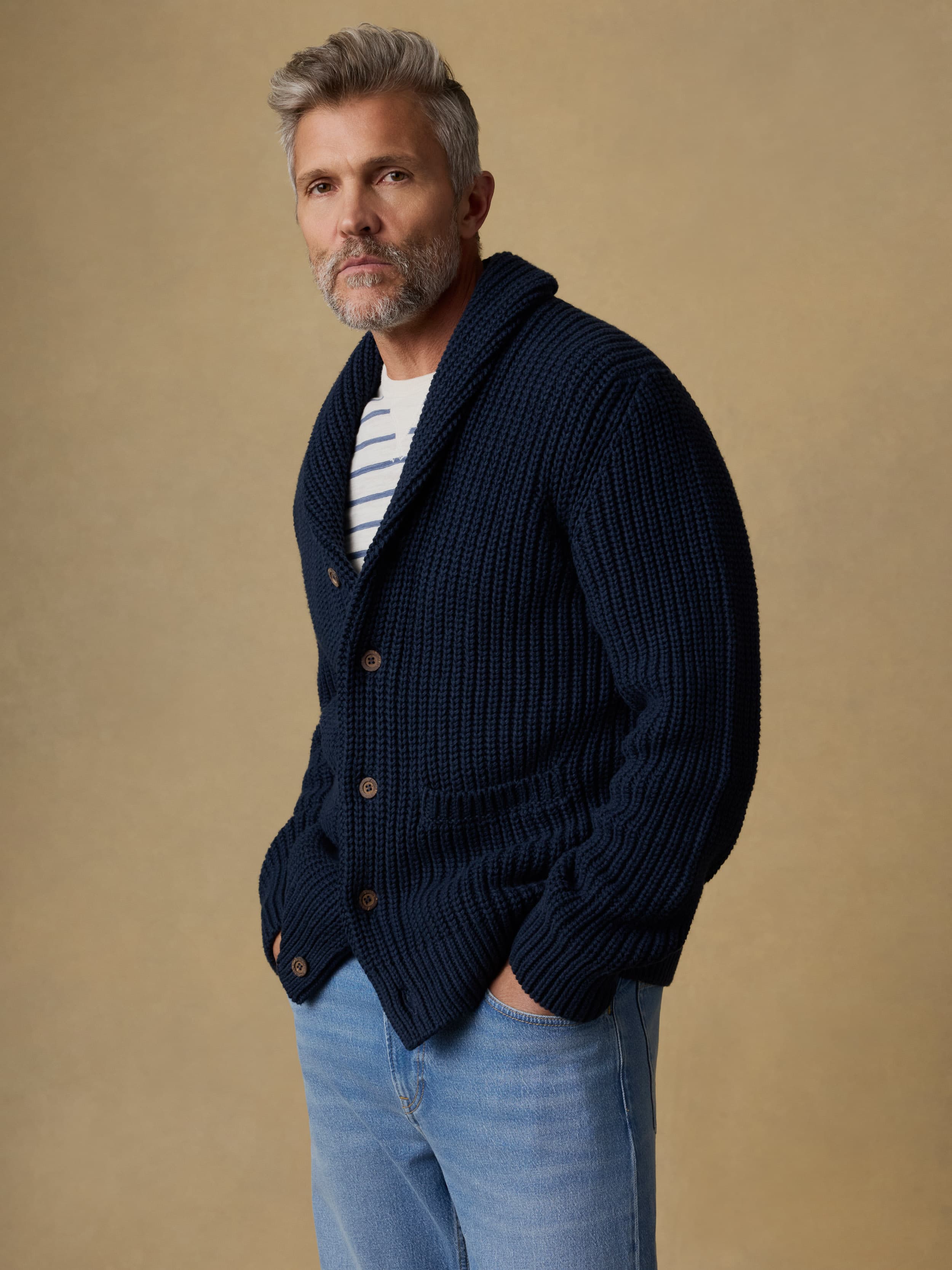 Pima Cotton Cardigan - Playa Navy | Faherty Brand