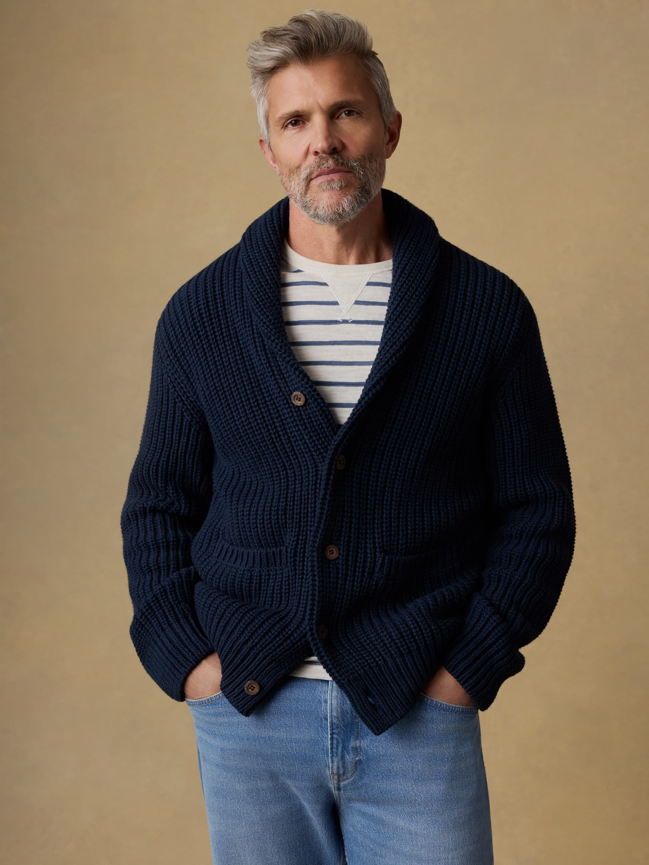 Pima Cotton Cardigan - Playa Navy | Faherty Brand