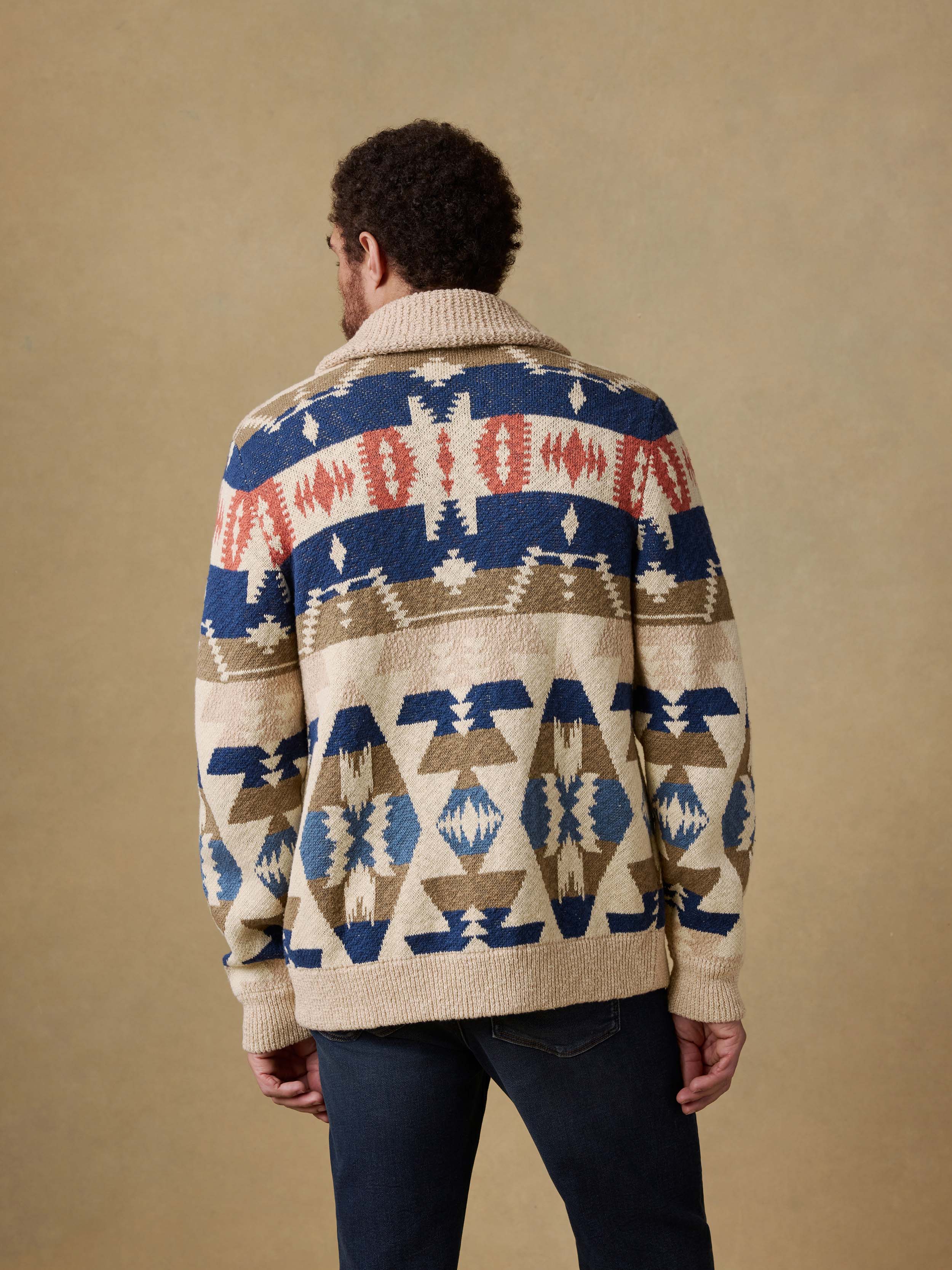 Thunder Voice Eagle Cardigan - Sand Four Eagles | Faherty Brand