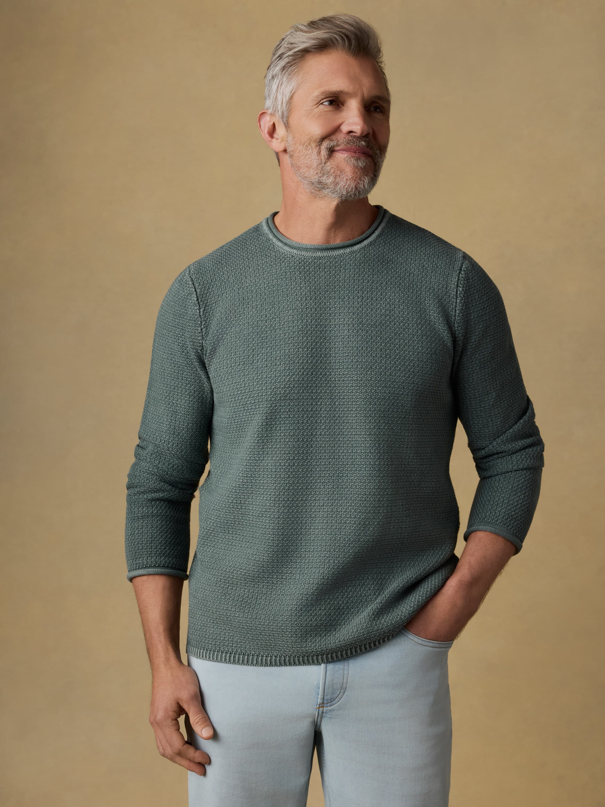 Sunwashed Dockside Sweater - Mountain Olive | Faherty Brand