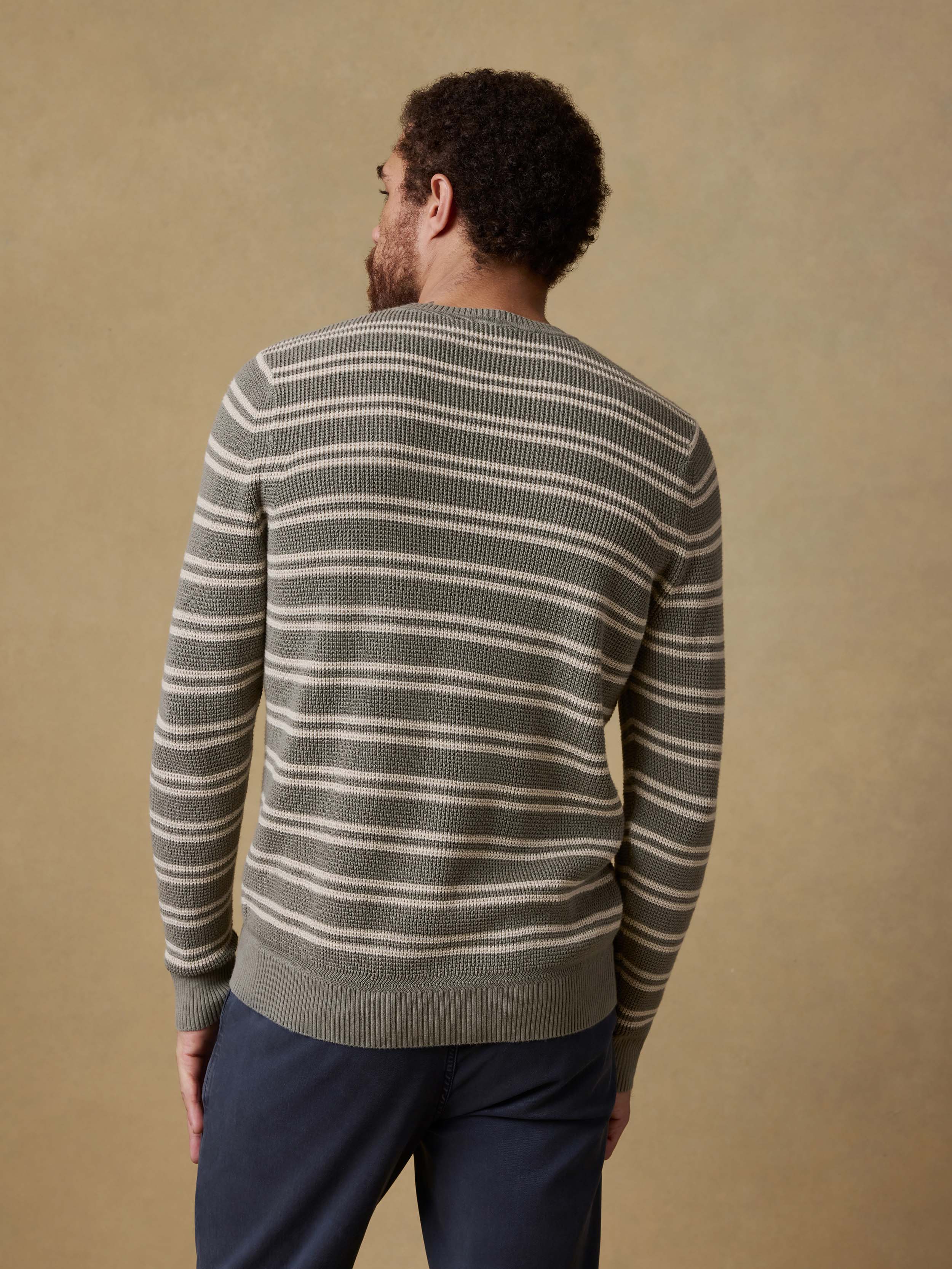Sunwashed Crewneck Sweater - Sage Shore Stripe | Faherty Brand