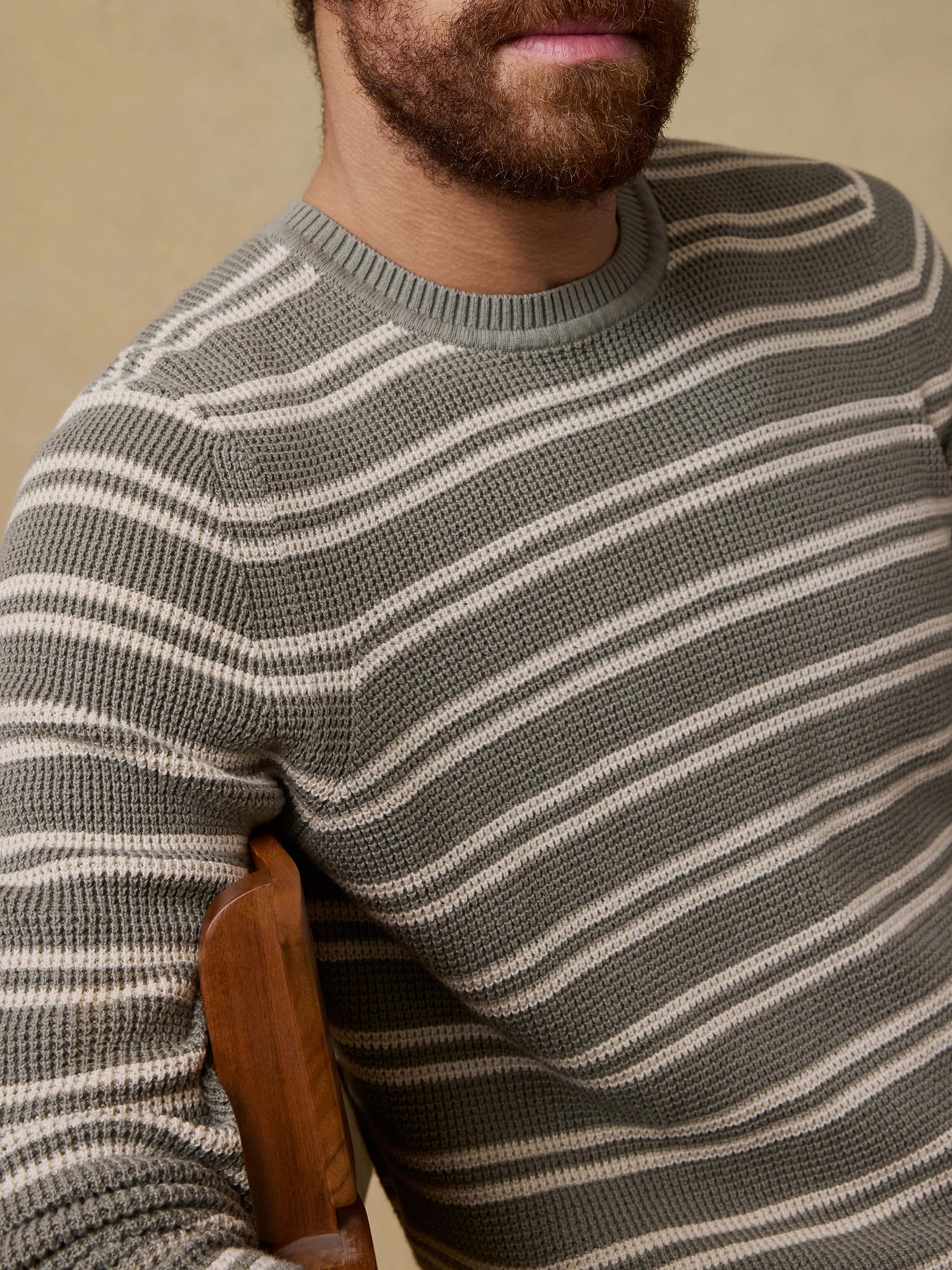 Sunwashed Crewneck Sweater - Sage Shore Stripe | Faherty Brand