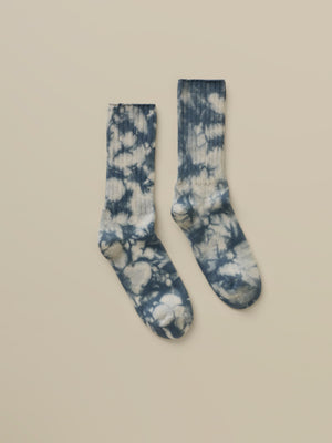 Sunwashed Tie Dye Sock - Deep Marine