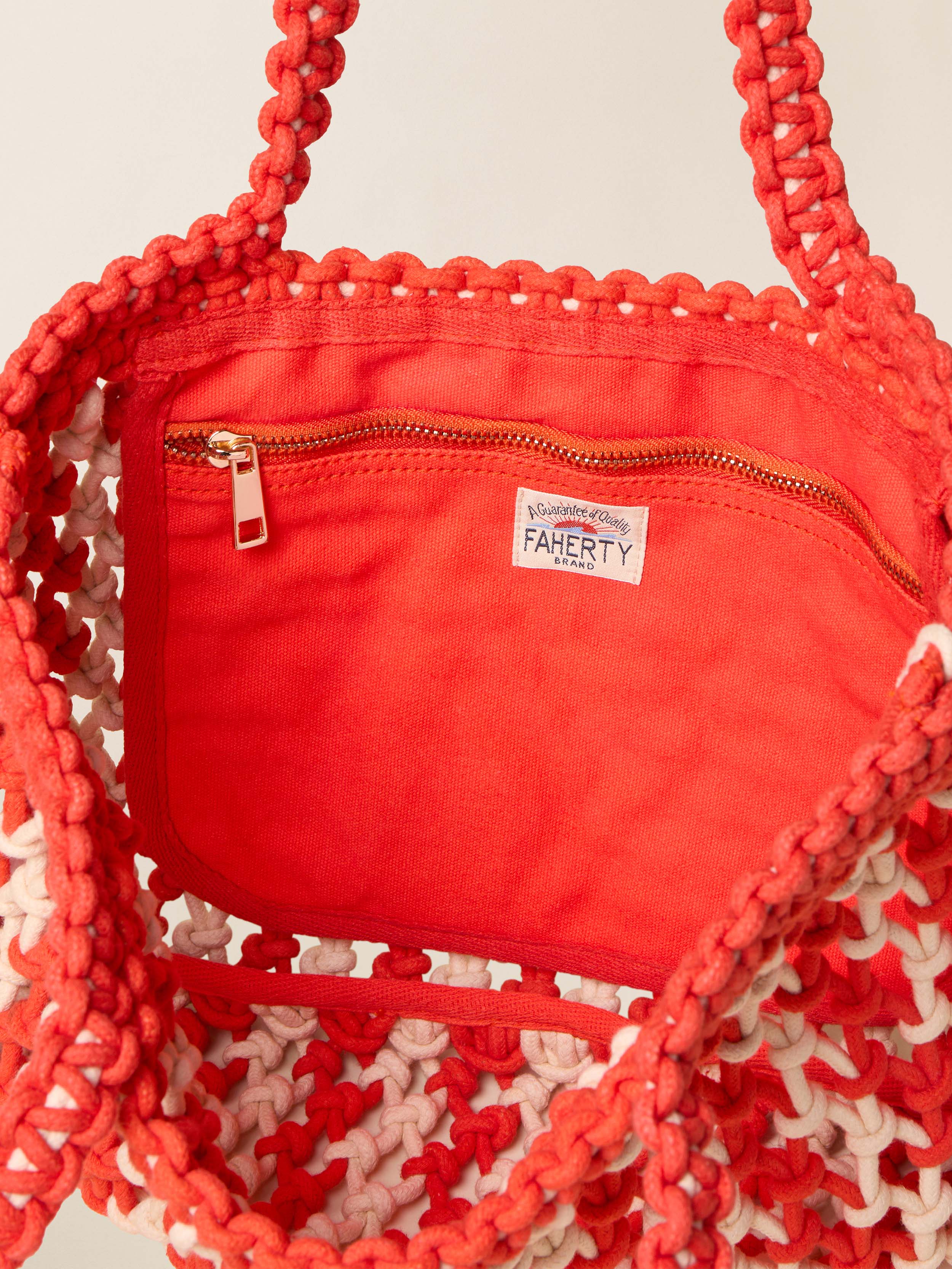 Sunwashed Macrame Tote - Poppy Red | Faherty Brand
