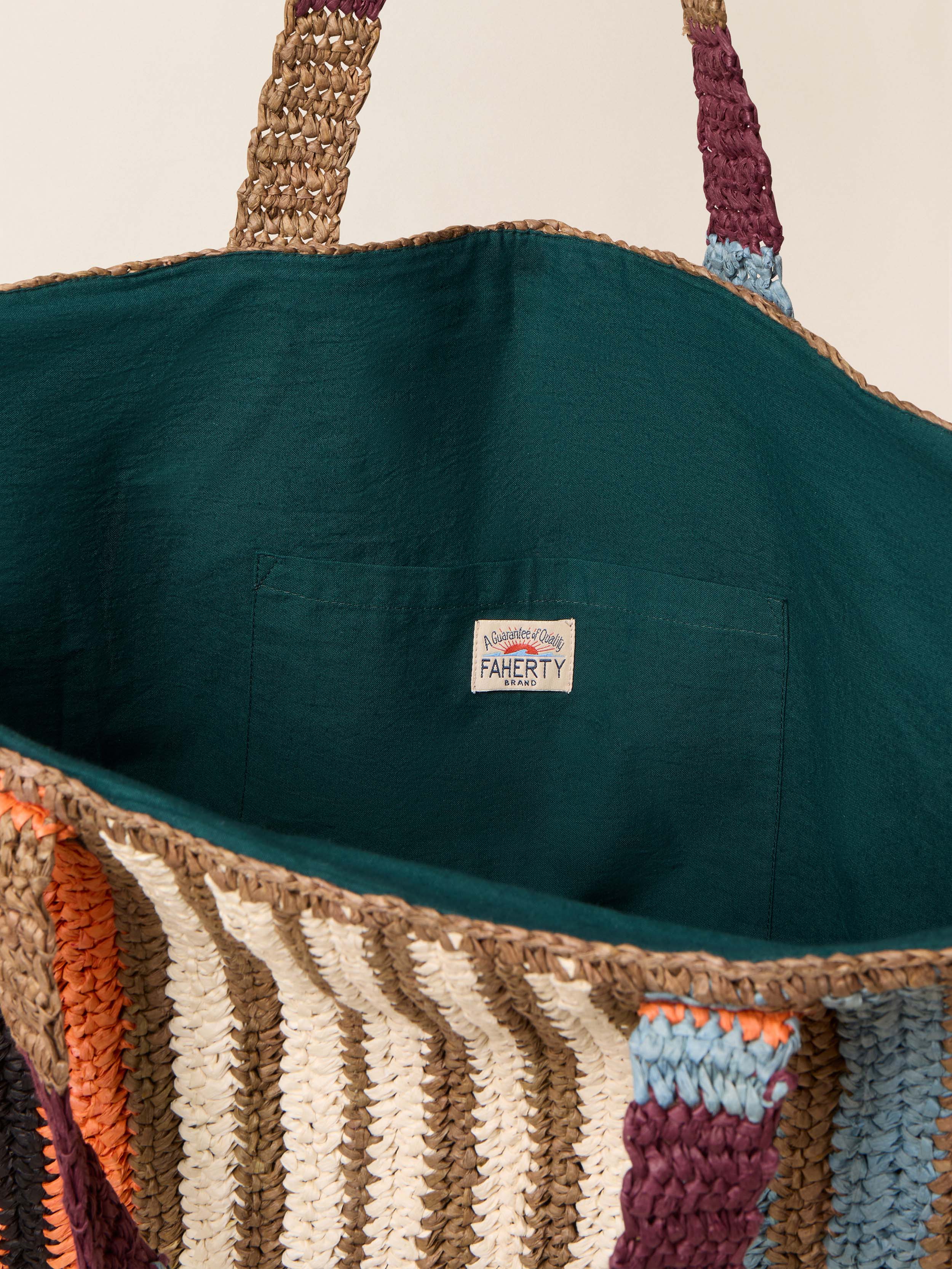Straw Striped Beach Tote - Canyon Stripe | Faherty Brand