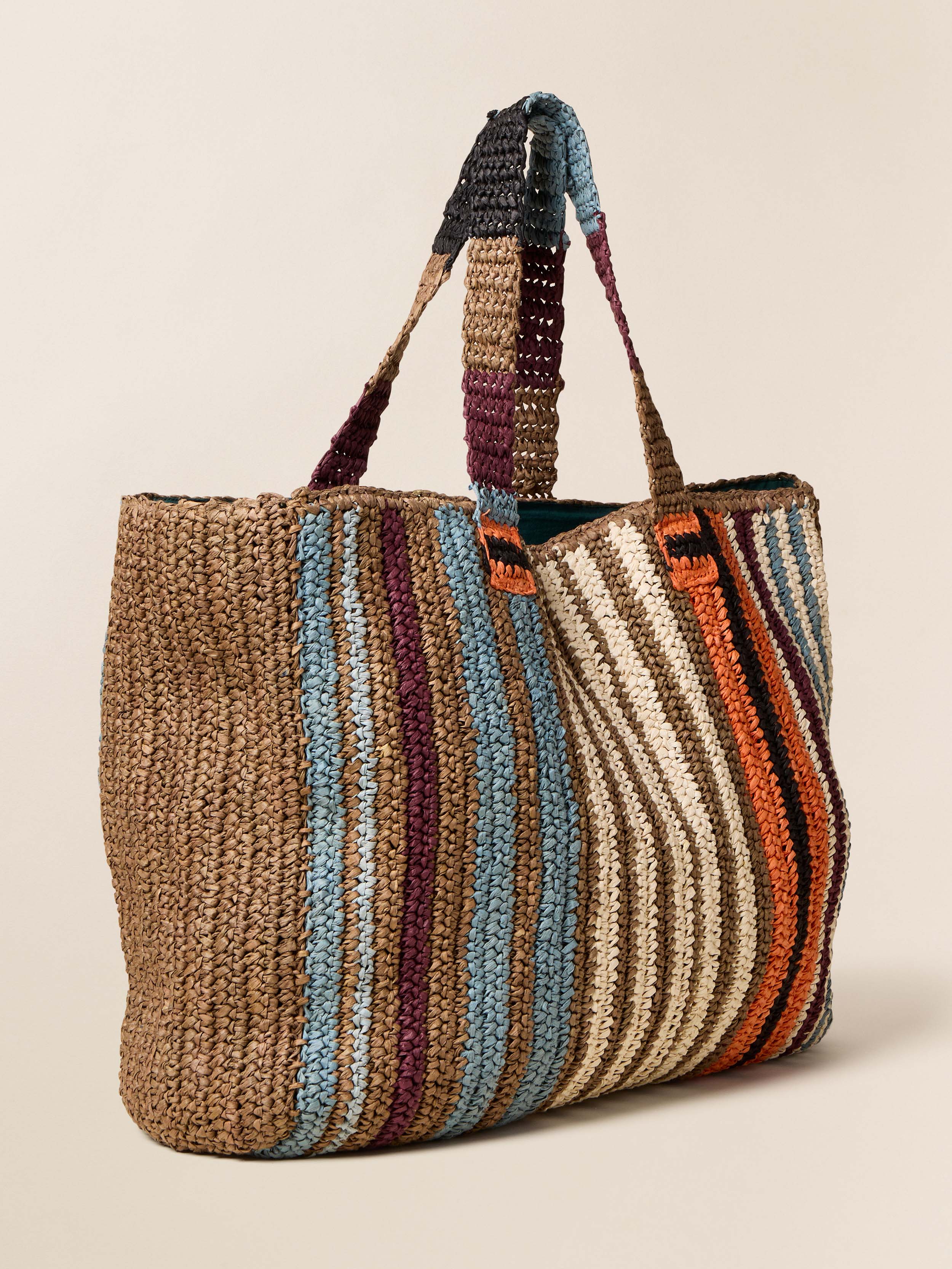 Straw Striped Beach Tote - Canyon Stripe | Faherty Brand